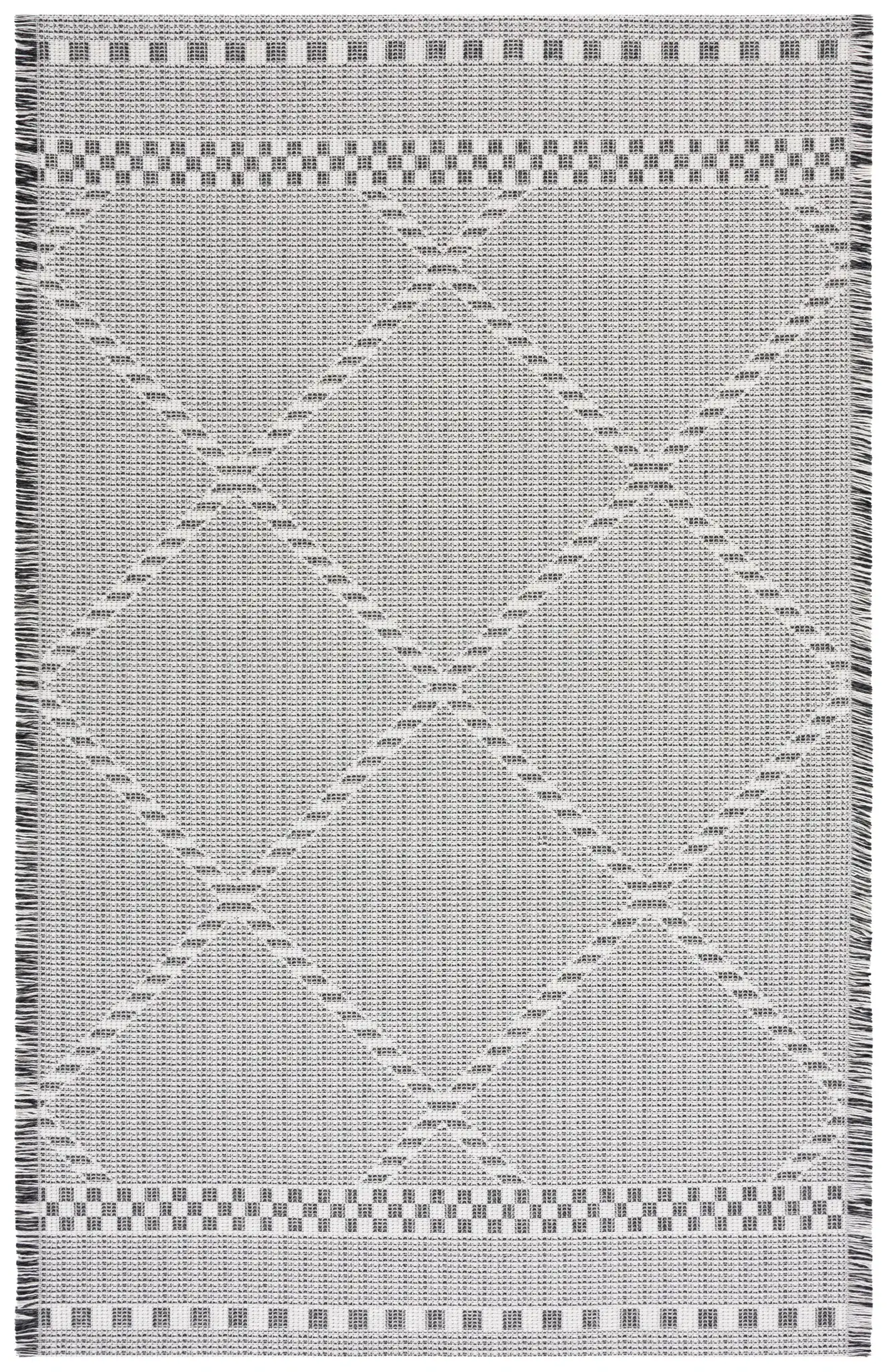 Augustine Large Scale Diamond Rug in Ivory / Black