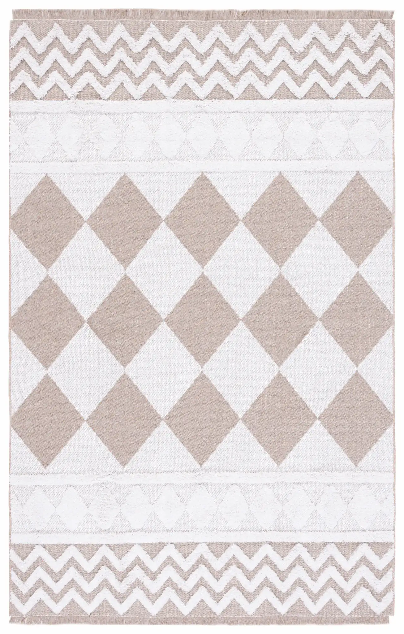 Augustine Chevron Diamond Rug in Ivory / Beige