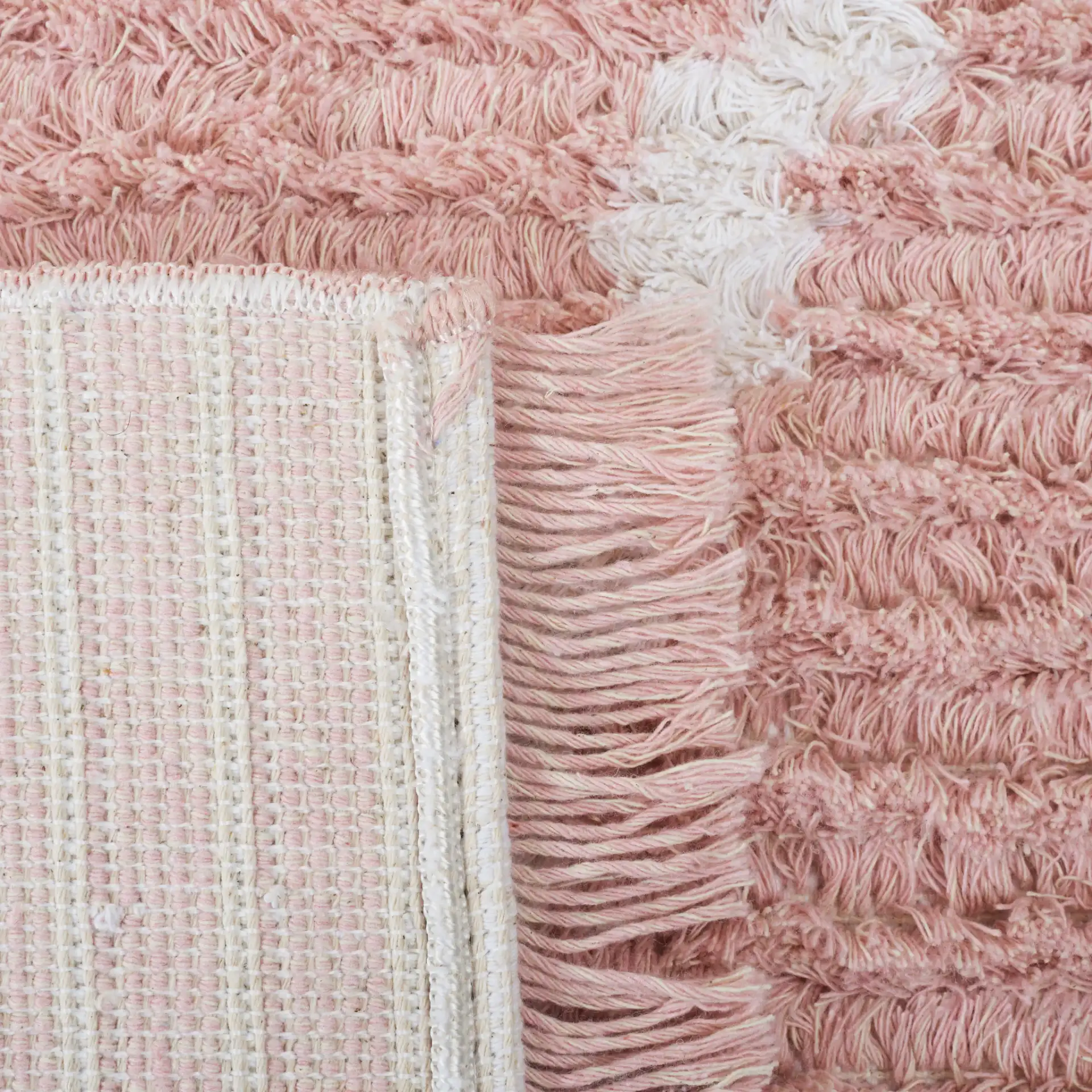 Augustine Diamond Trellis Rug in Pink / Ivory in a styled room