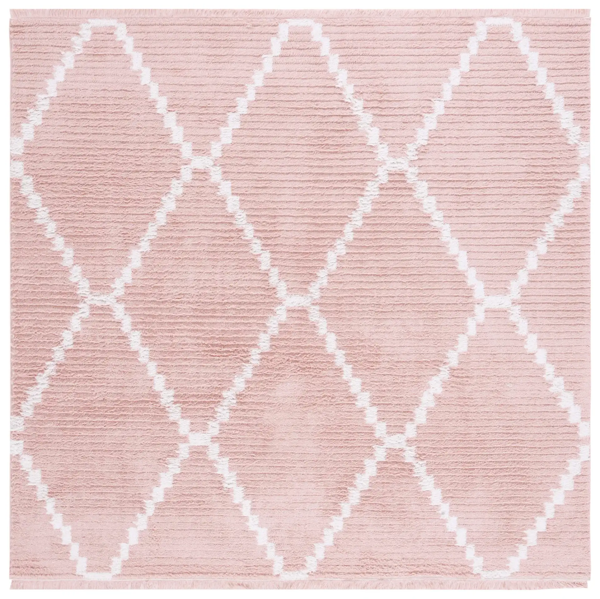 Augustine Diamond Trellis Rug in Pink / Ivory