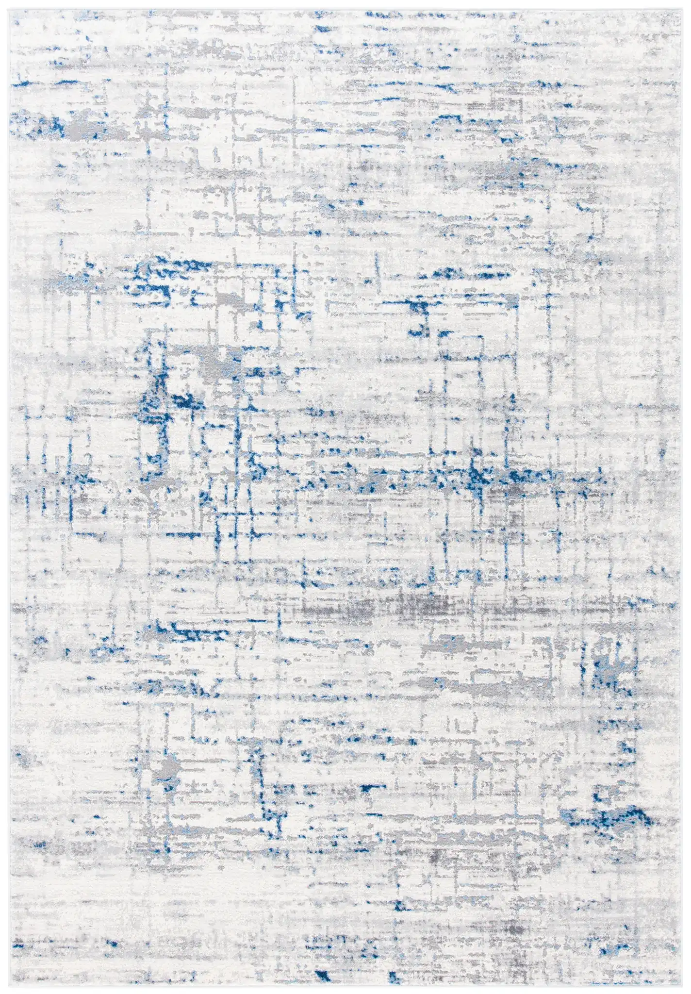 Amelia Abstract Linear Rug in Ivory / Blue