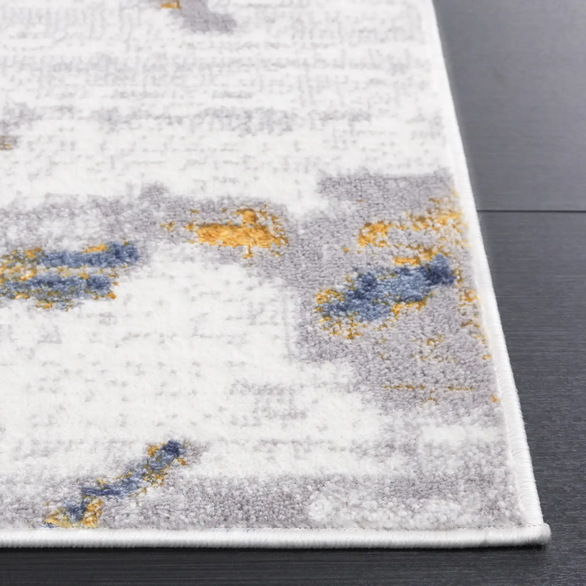 Amelia Abstract Painterly Rug in Ivory / Gray in a styled room