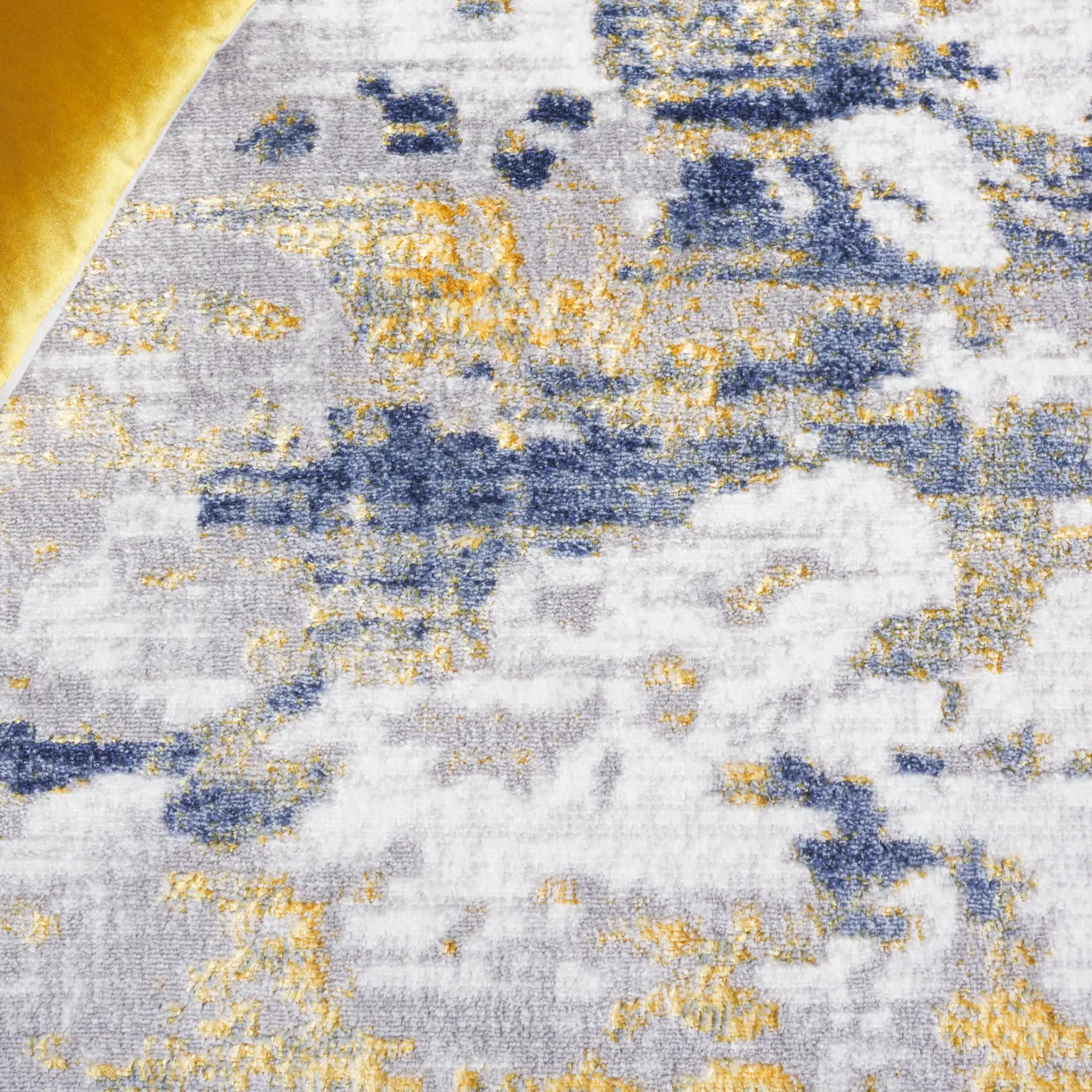 Amelia Abstract Painterly Rug in Ivory / Gray in a styled room