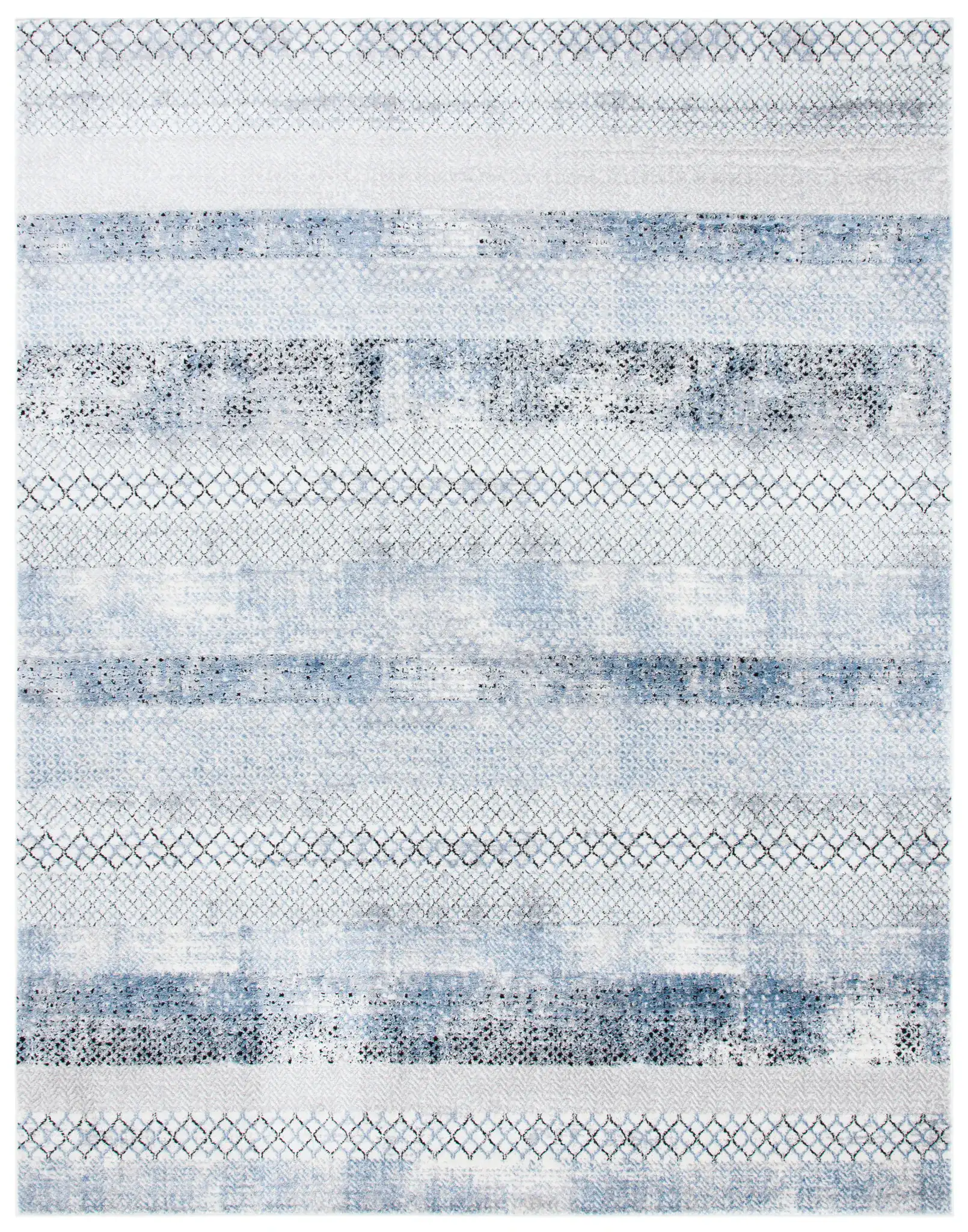 Amelia Distressed Stripe Rug in Gray / Light Blue