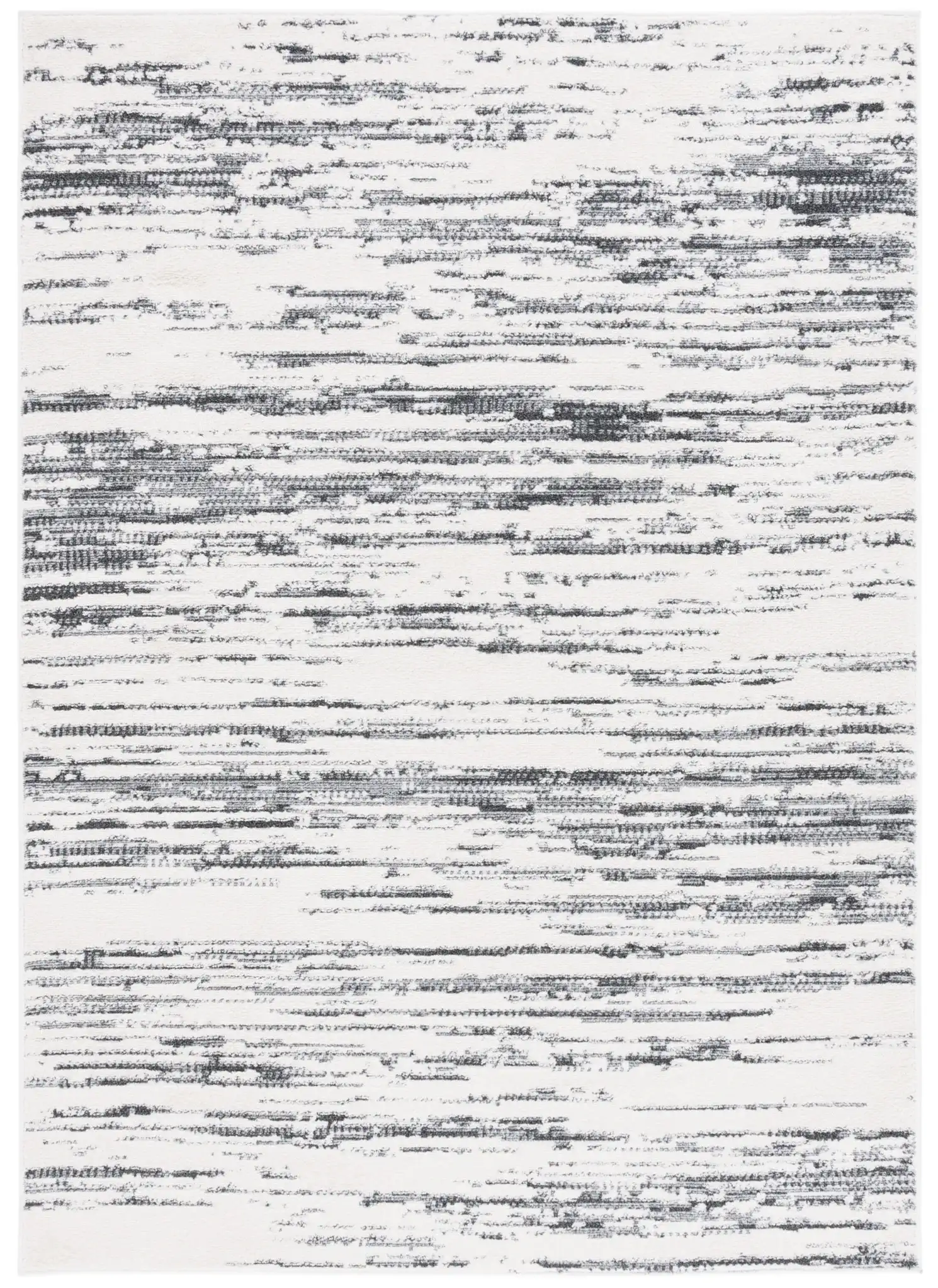 Alamo Linear Abstract Rug in Charcoal / Ivory