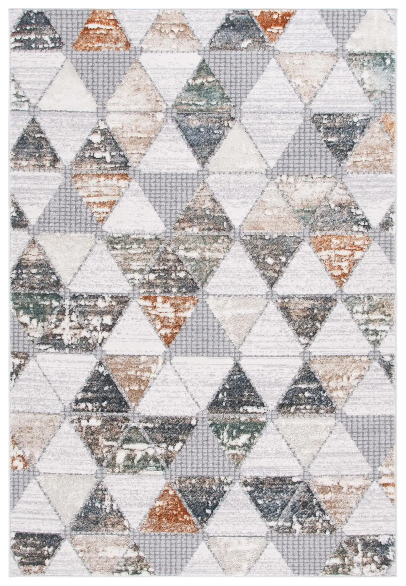 Alenia Interlocking Triangle Rug in Gray / Beige