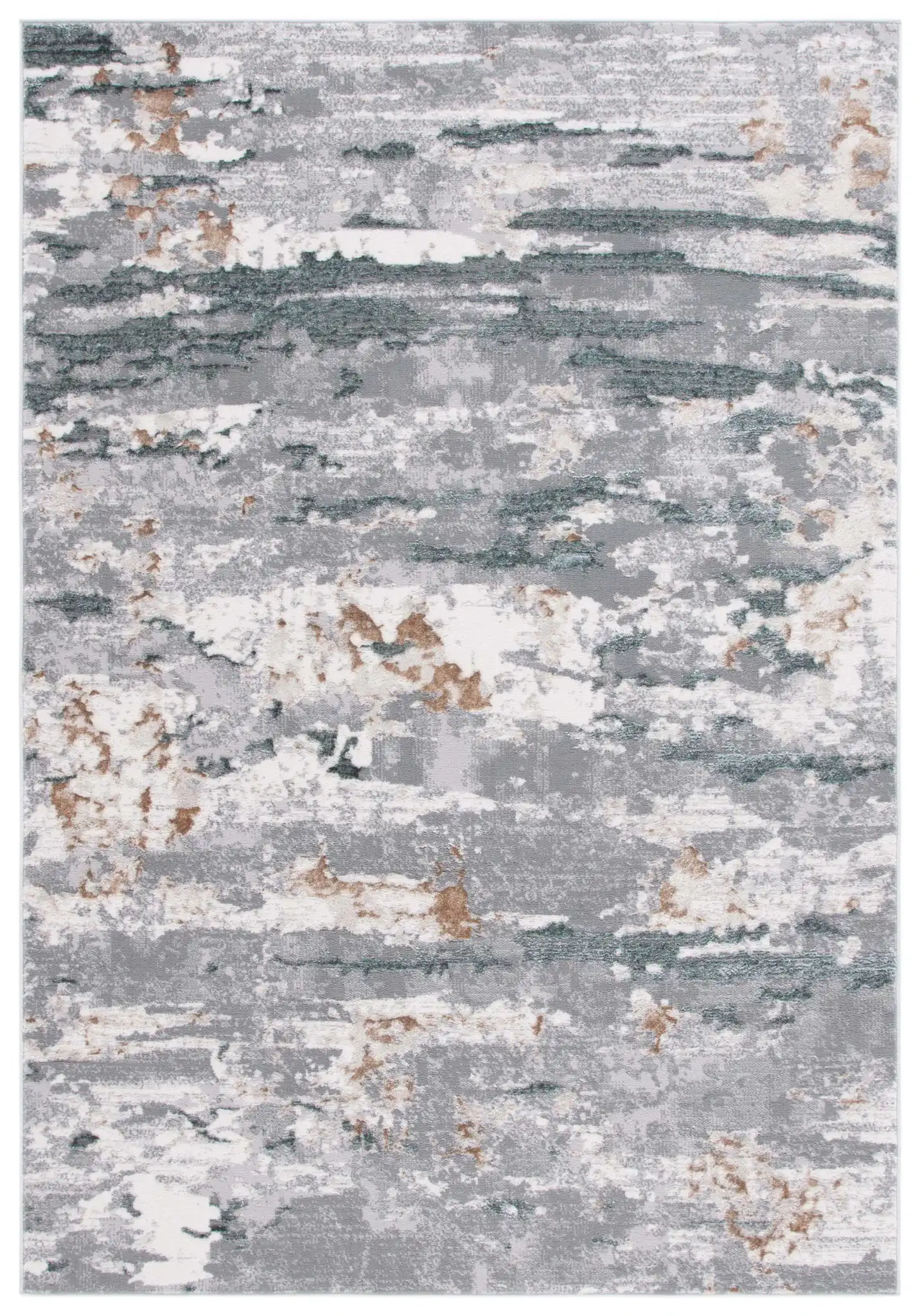 Alenia Abstract Brushstroke Rug in Gray / Blue