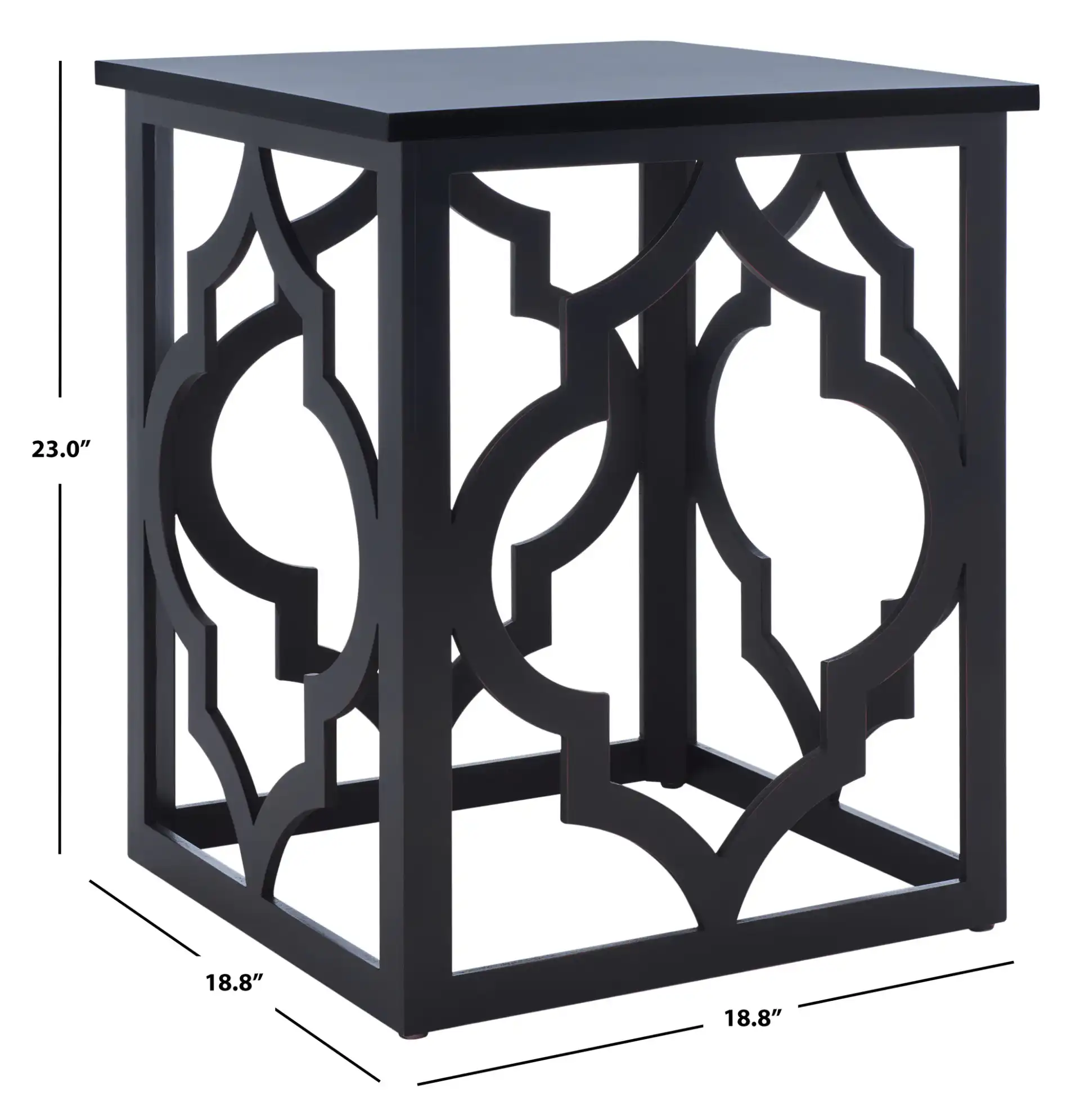 Milo End Table in Black, detail view