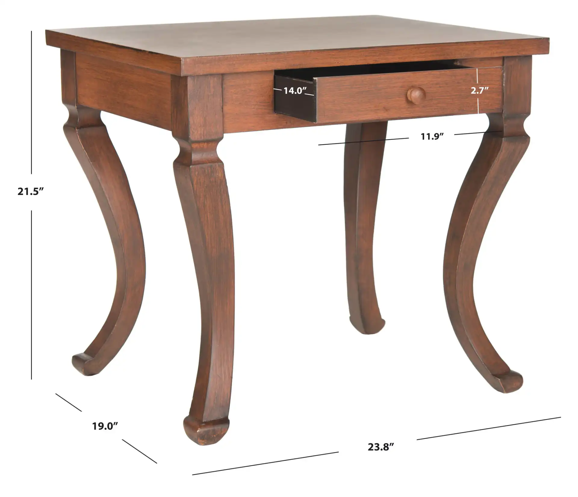 Colman Side Table in Brown, detail view