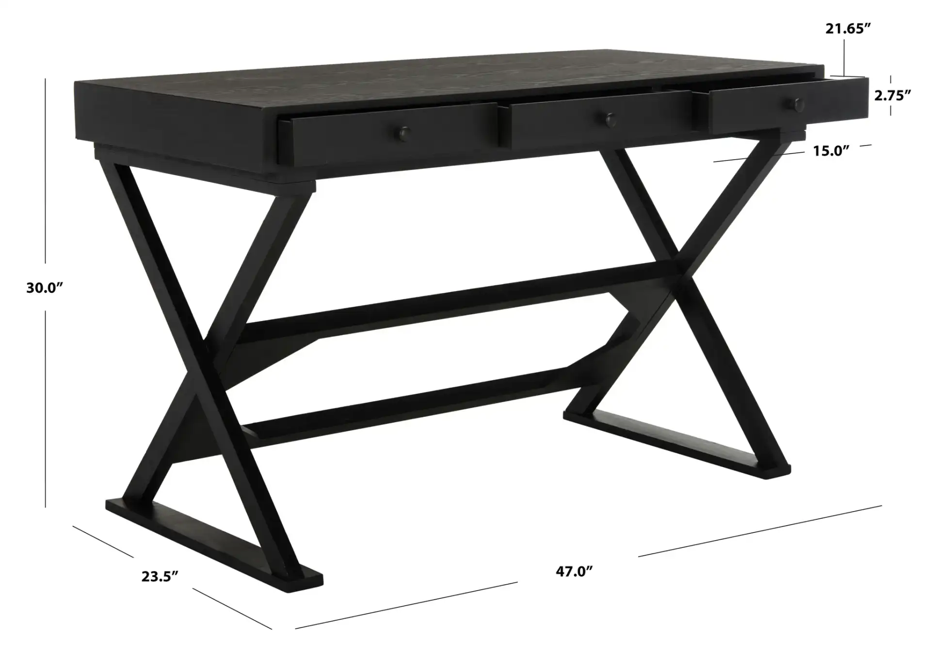 Gilbert Desk in Weathered Black, detail view