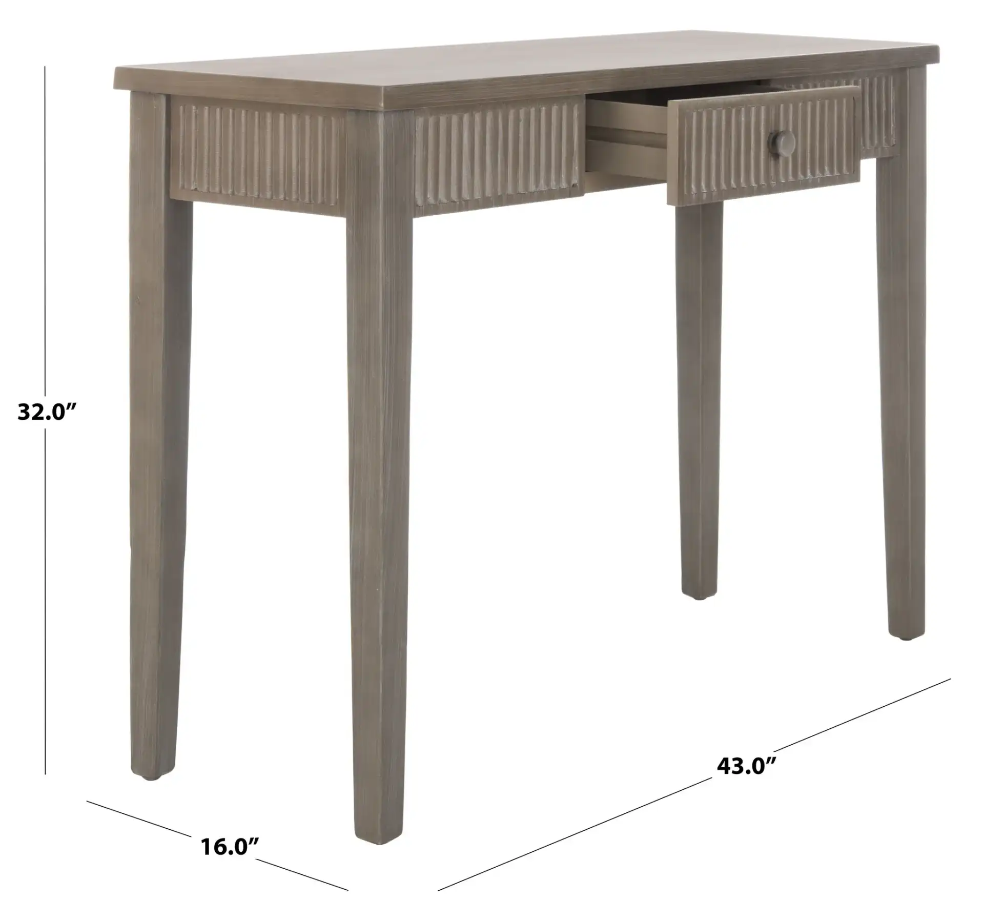 Beale Console in Taupe / Oak, detail view