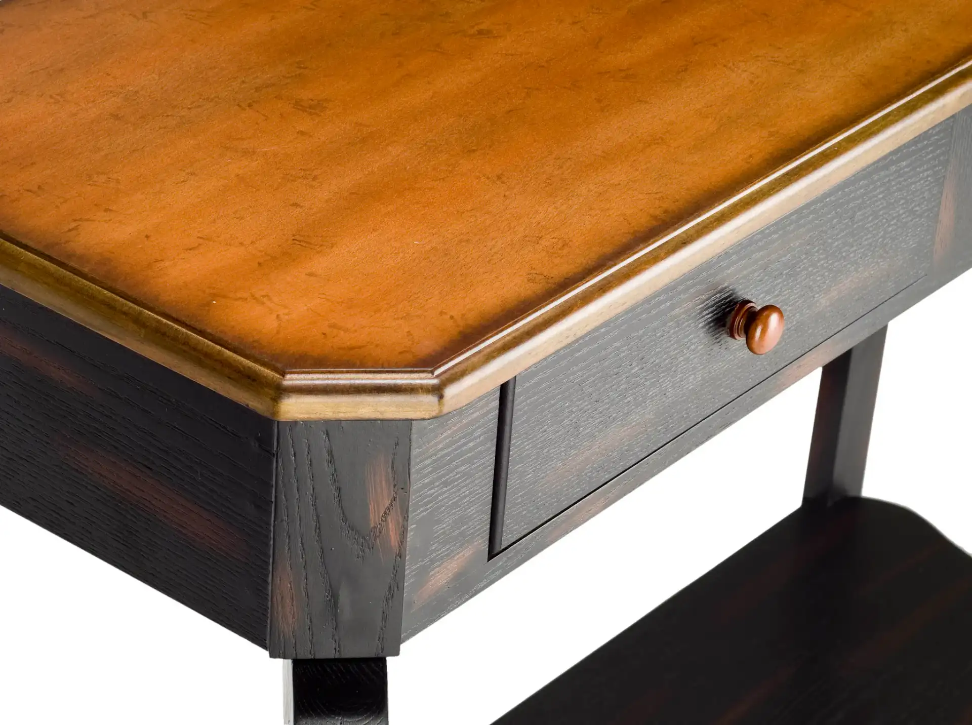 Katie Console in Blue / Oak, detail view