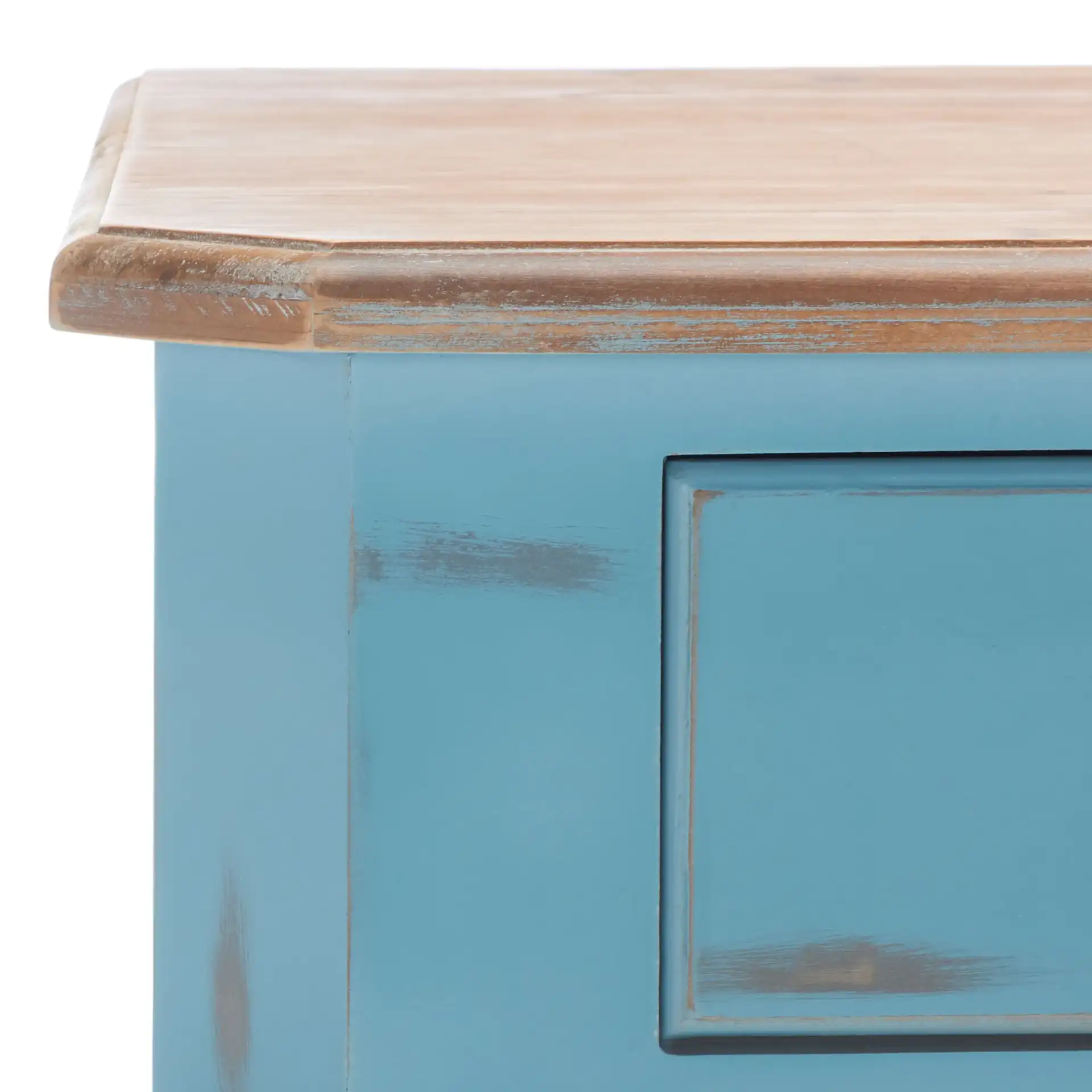 Katie Console in Blue / Oak in a styled room