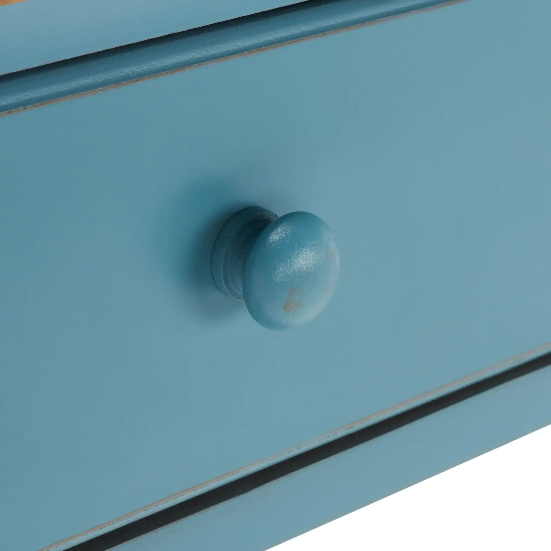 Katie Console in Blue / Oak in a styled room