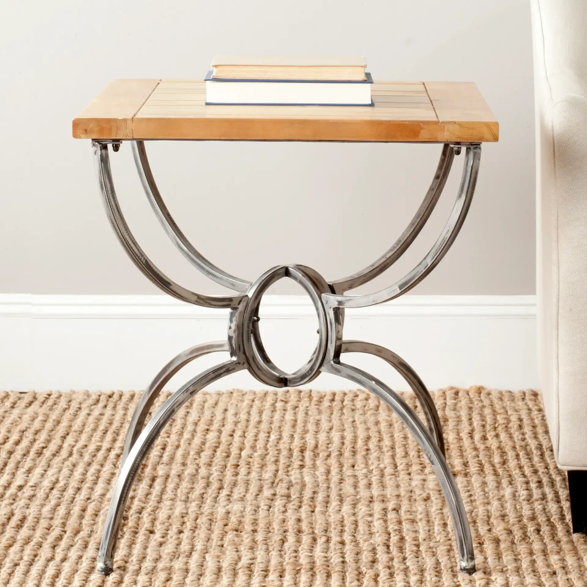 Alvin End Table in Natural in a styled room