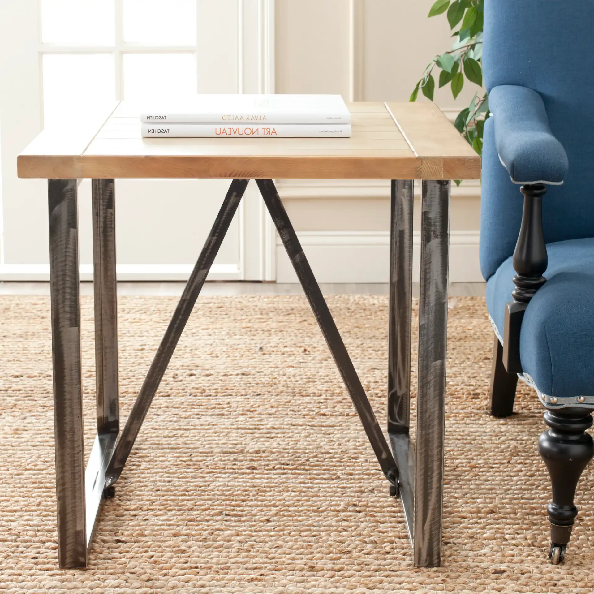 Chase End Table in Natural in a styled room