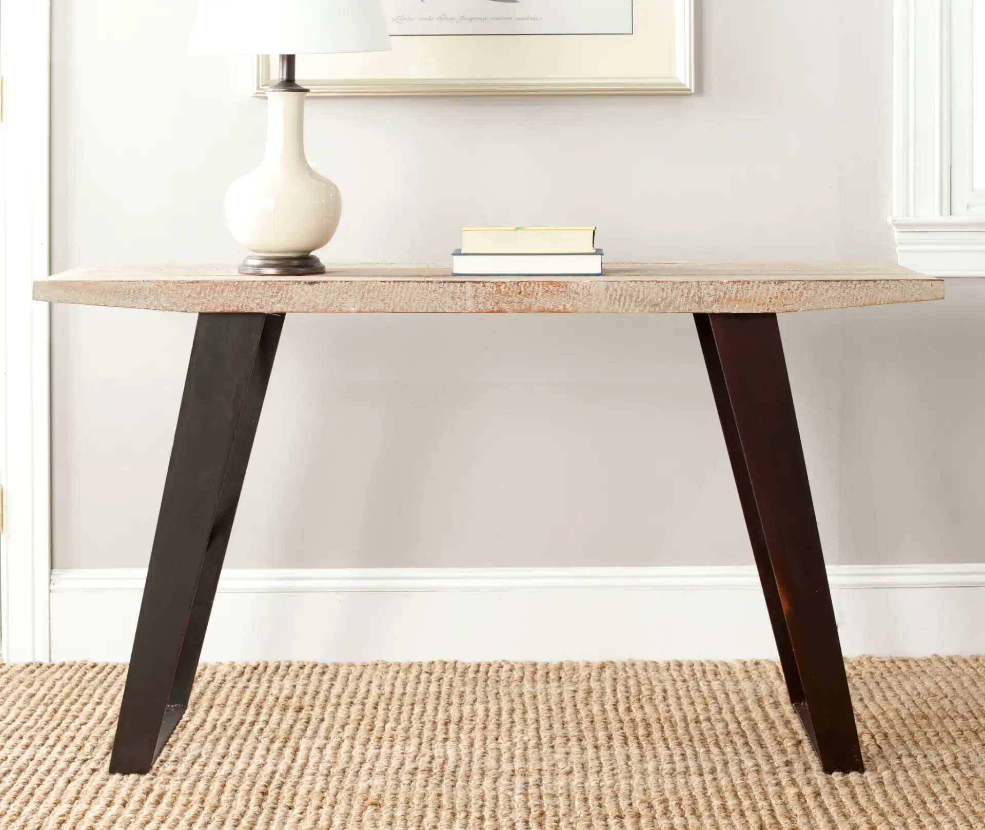 Waldo Console in Natural / Black in a styled room