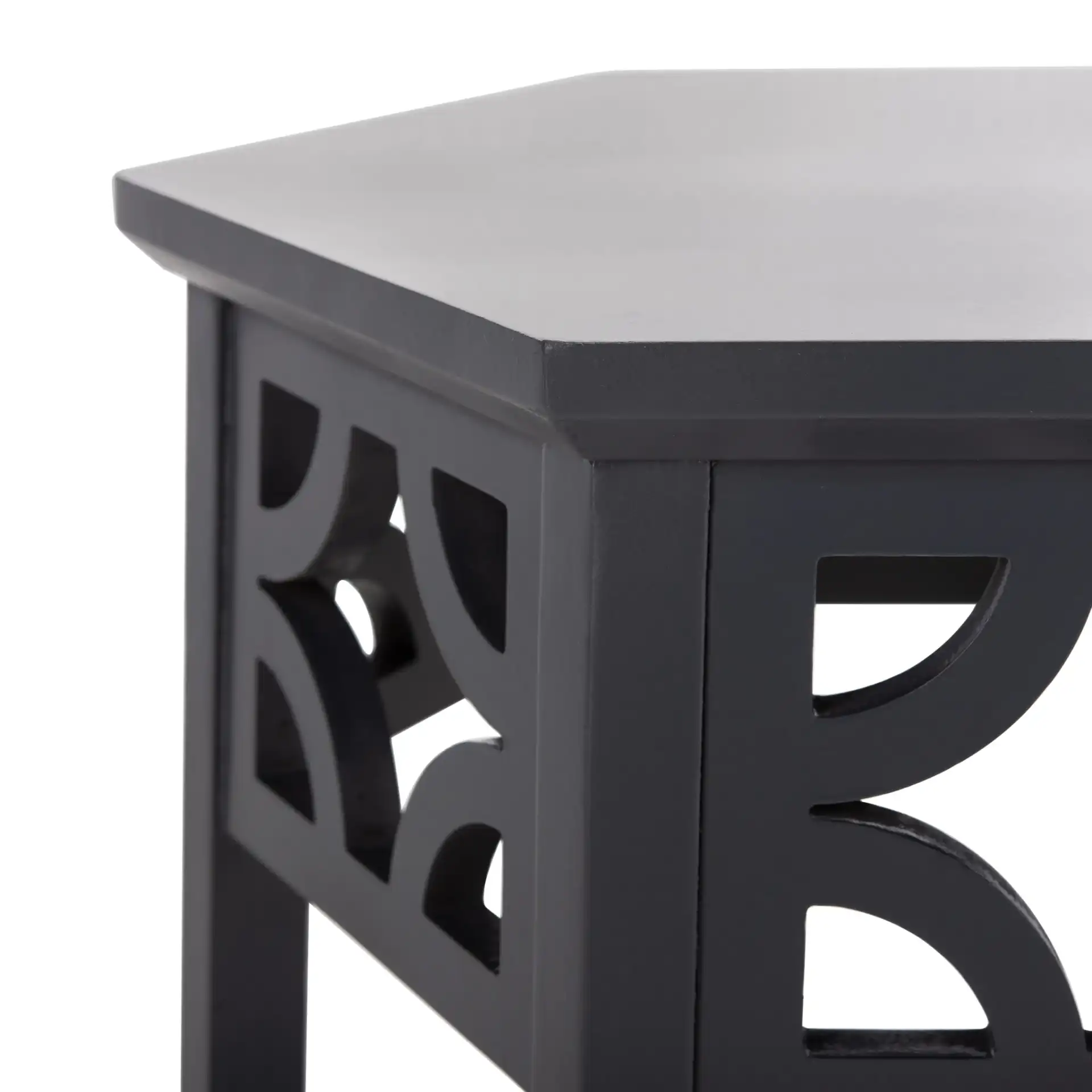 Connor End Table in Brown in a styled room