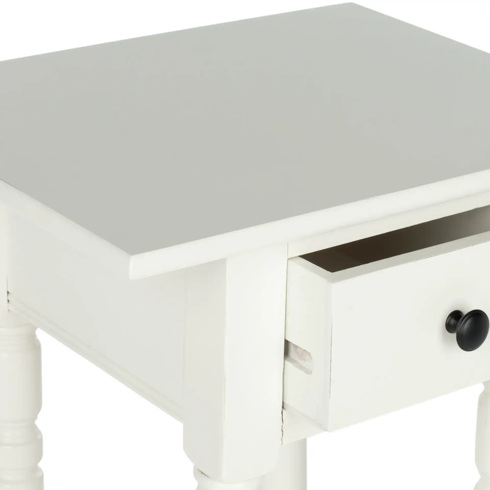 Sabrina End Table in Distressed Cream in a styled room