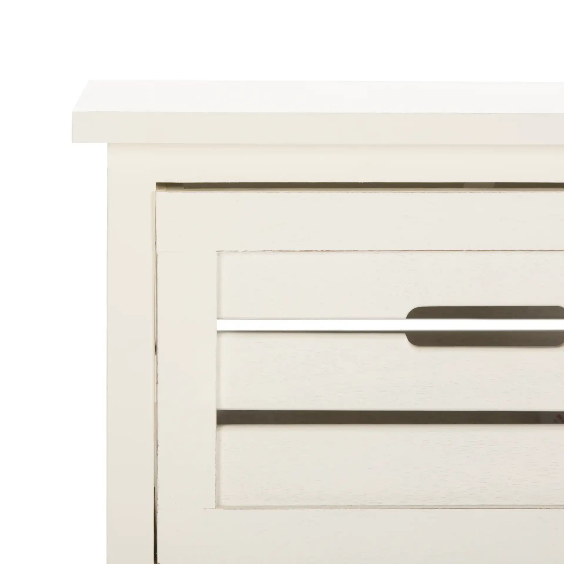 Sarina Cabinet in Distressed Cream in a styled room