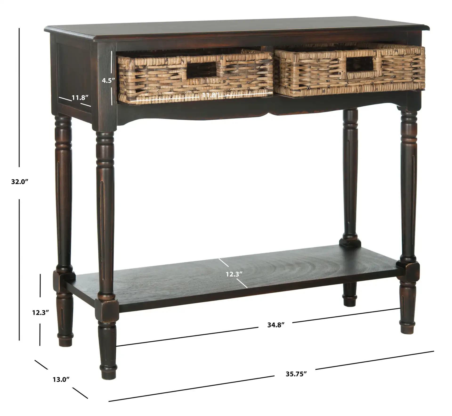 Corbin Console in Brown, detail view