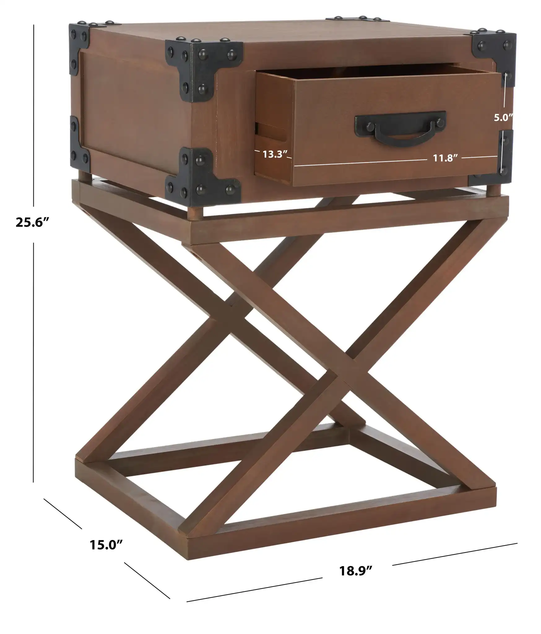 Dunstan Accent Table in Brown, detail view