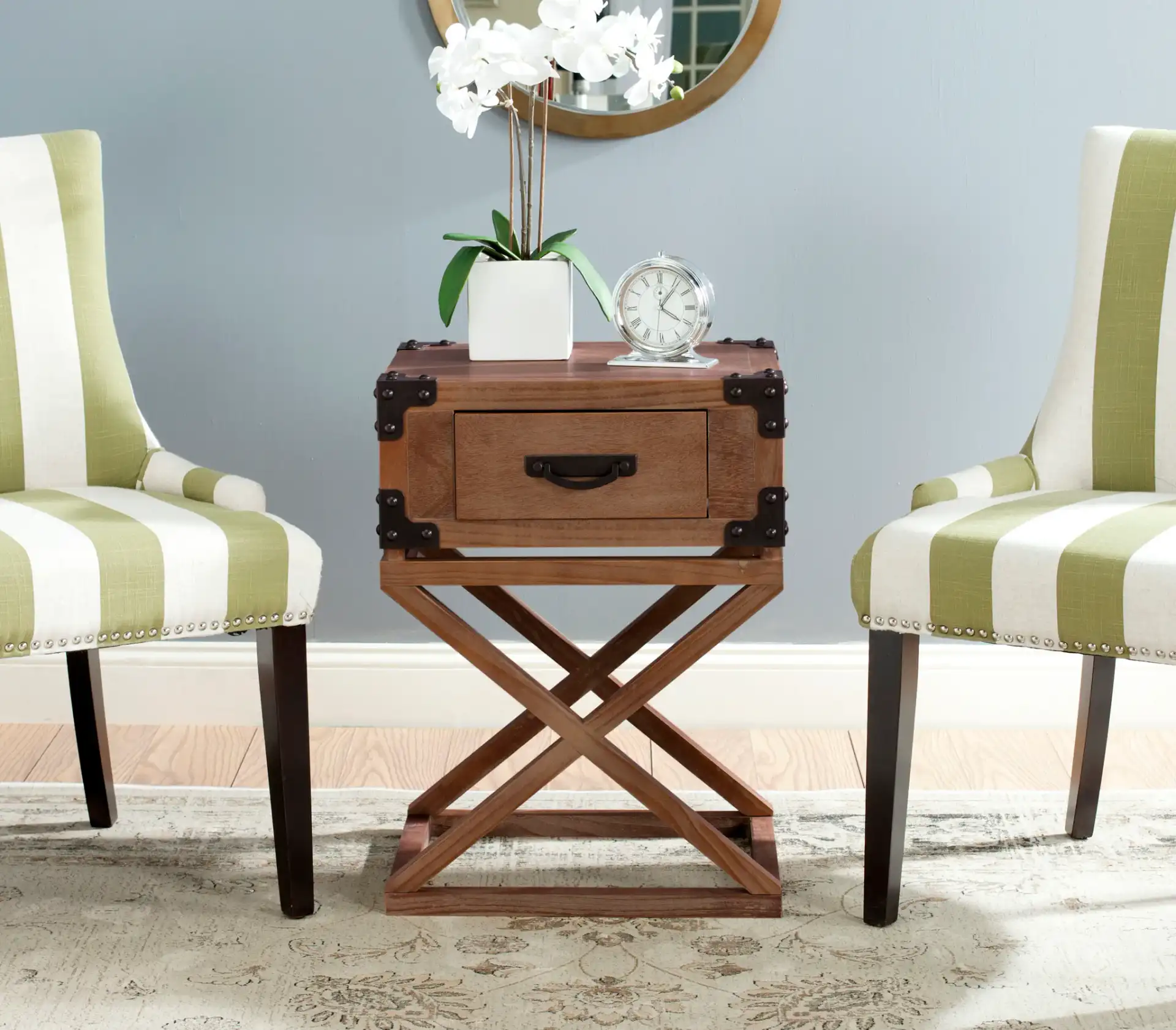 Dunstan Accent Table in Brown in a styled room