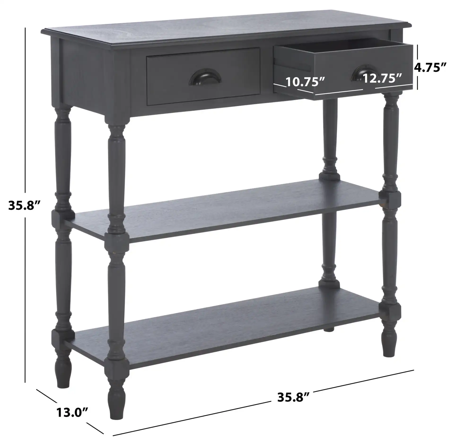 Salem Console in Gray, detail view