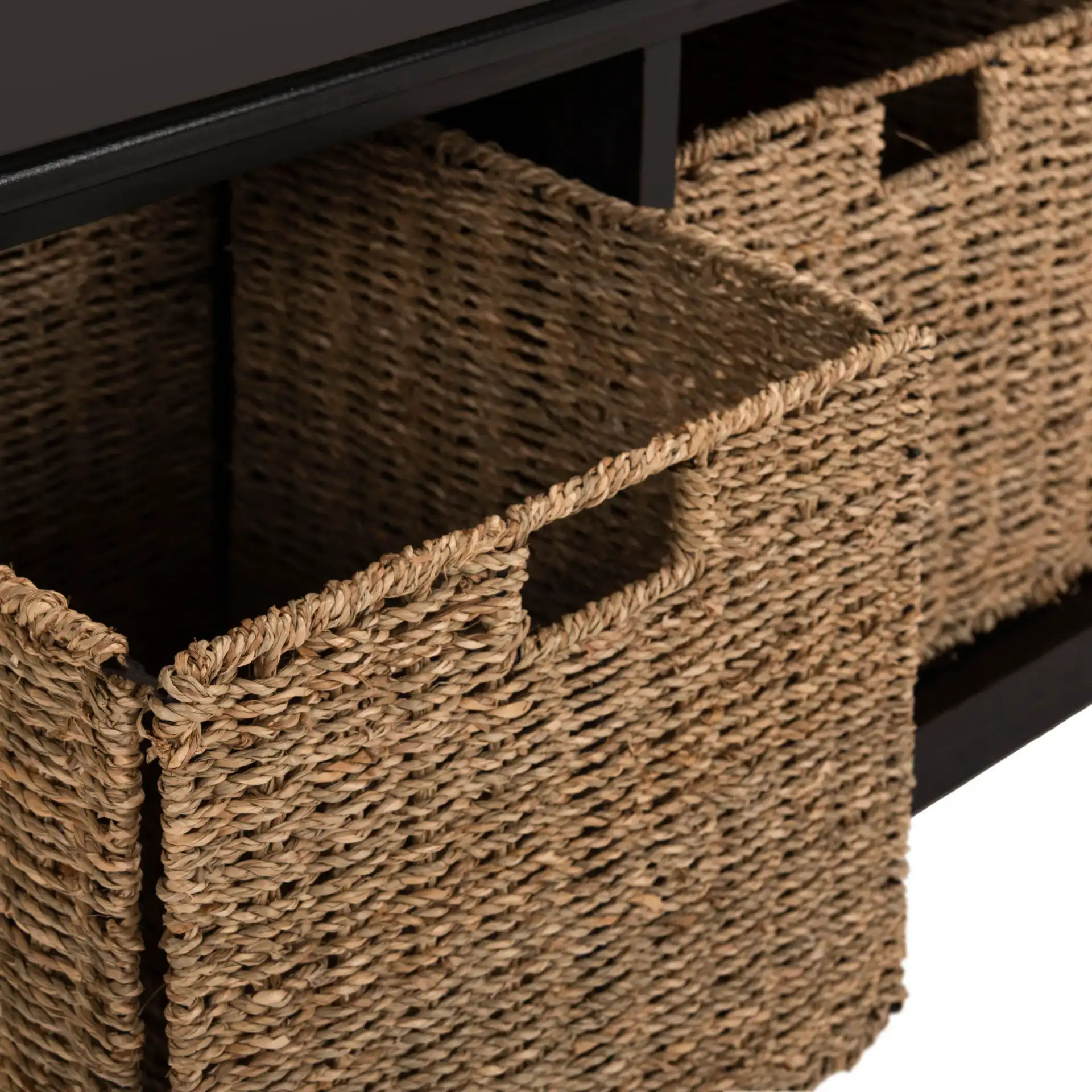 Lonan Storage Bench in Black, detail view