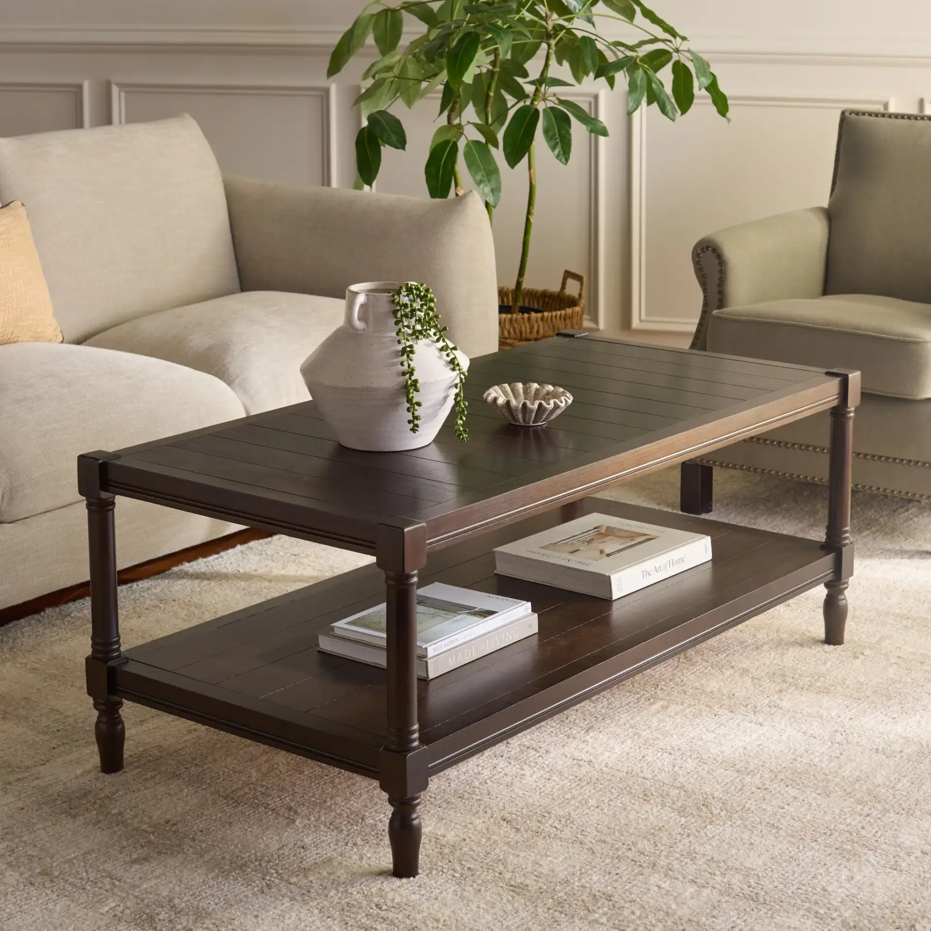 Bela Coffee Table in Dark Chocolate in a styled room