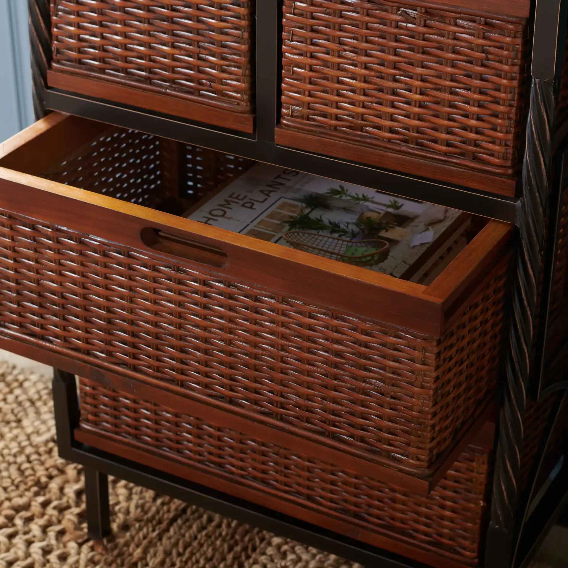 Andrew Storage Unit in Dark Teak in a styled room