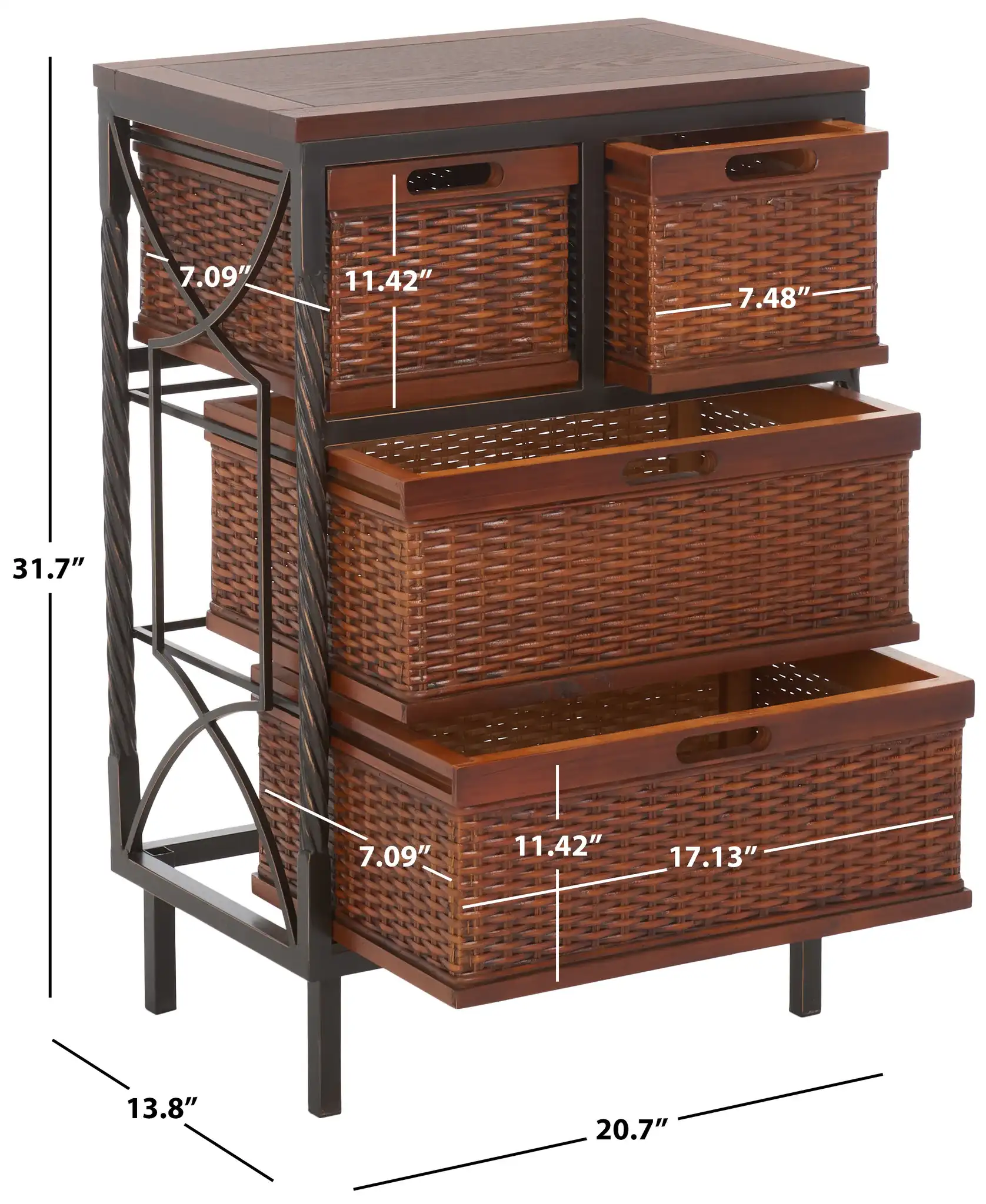 Andrew Storage Unit in Dark Teak, detail view