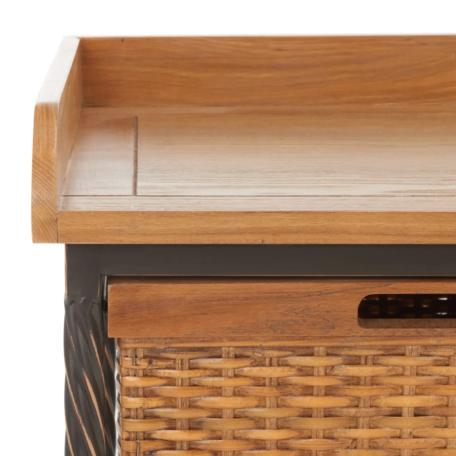 Noah Storage Bench in Antique Pewter / Medium Oak in a styled room