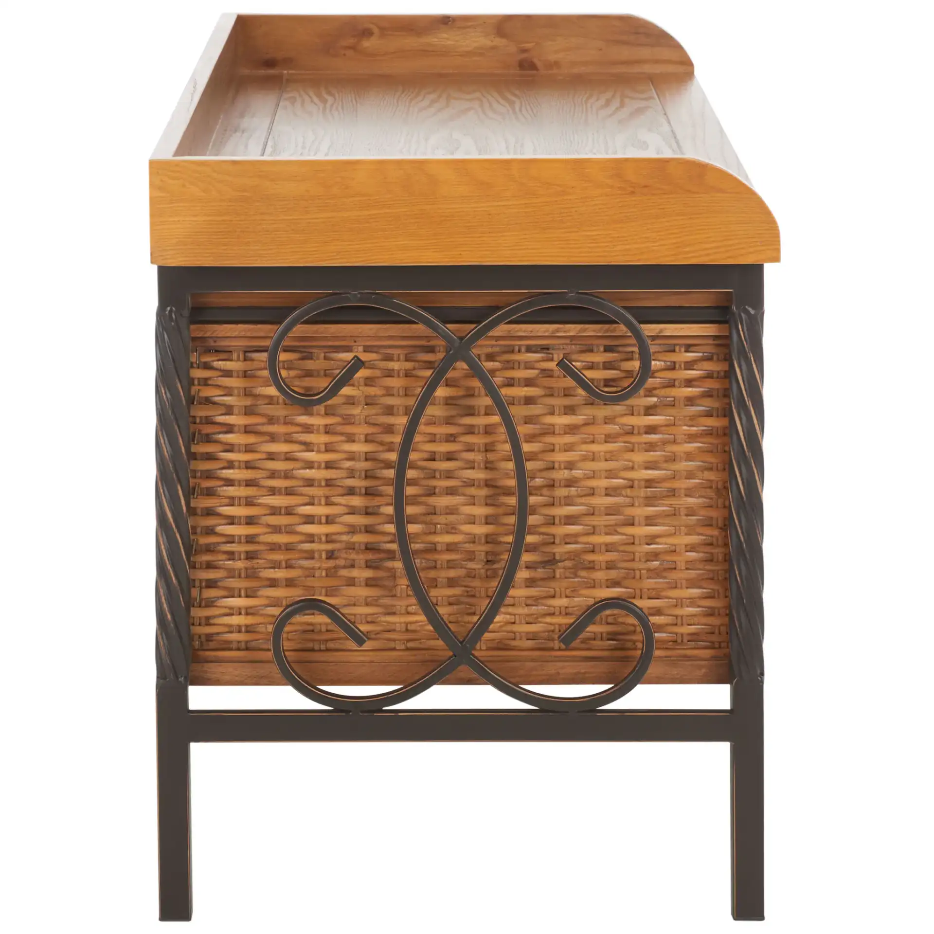 Noah Storage Bench in Antique Pewter / Medium Oak, detail view