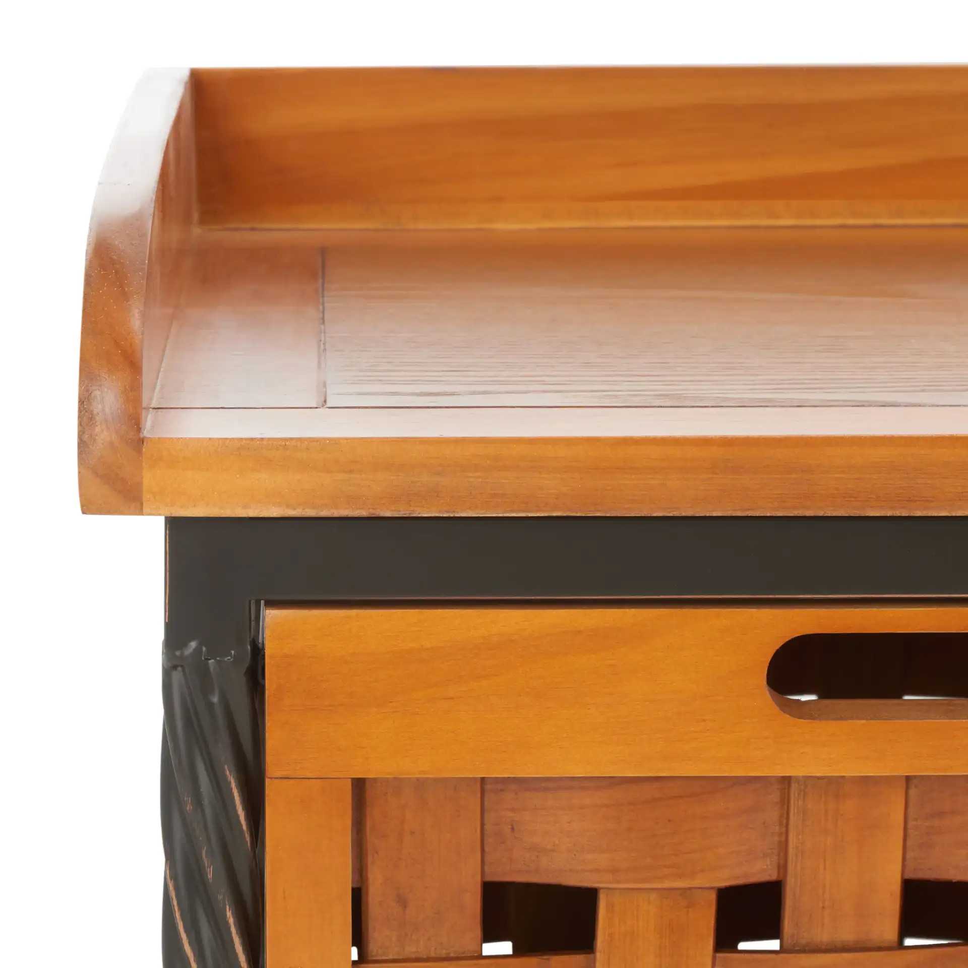 Isaac Storage Bench in Honey Oak in a styled room
