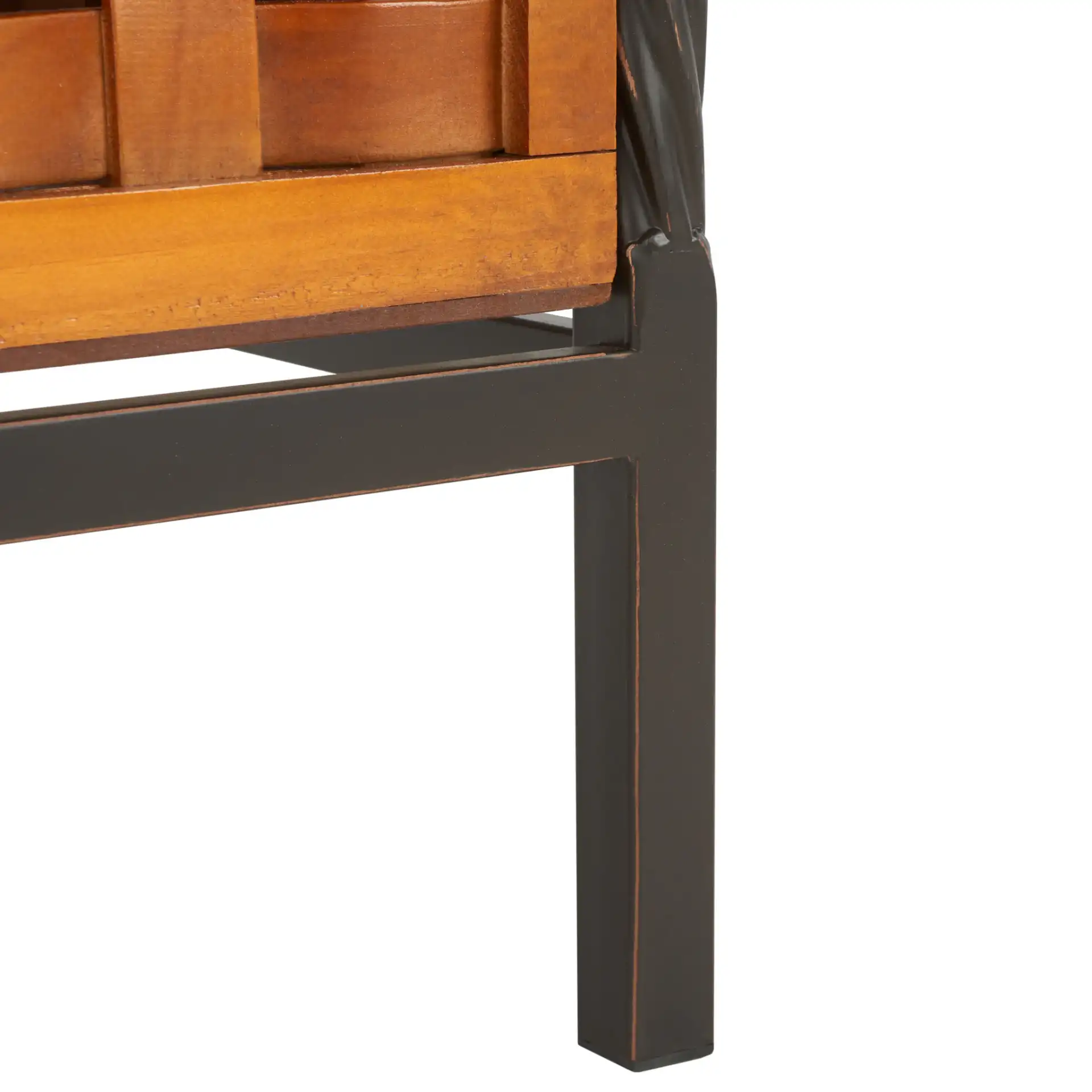 Isaac Storage Bench in Honey Oak, detail view