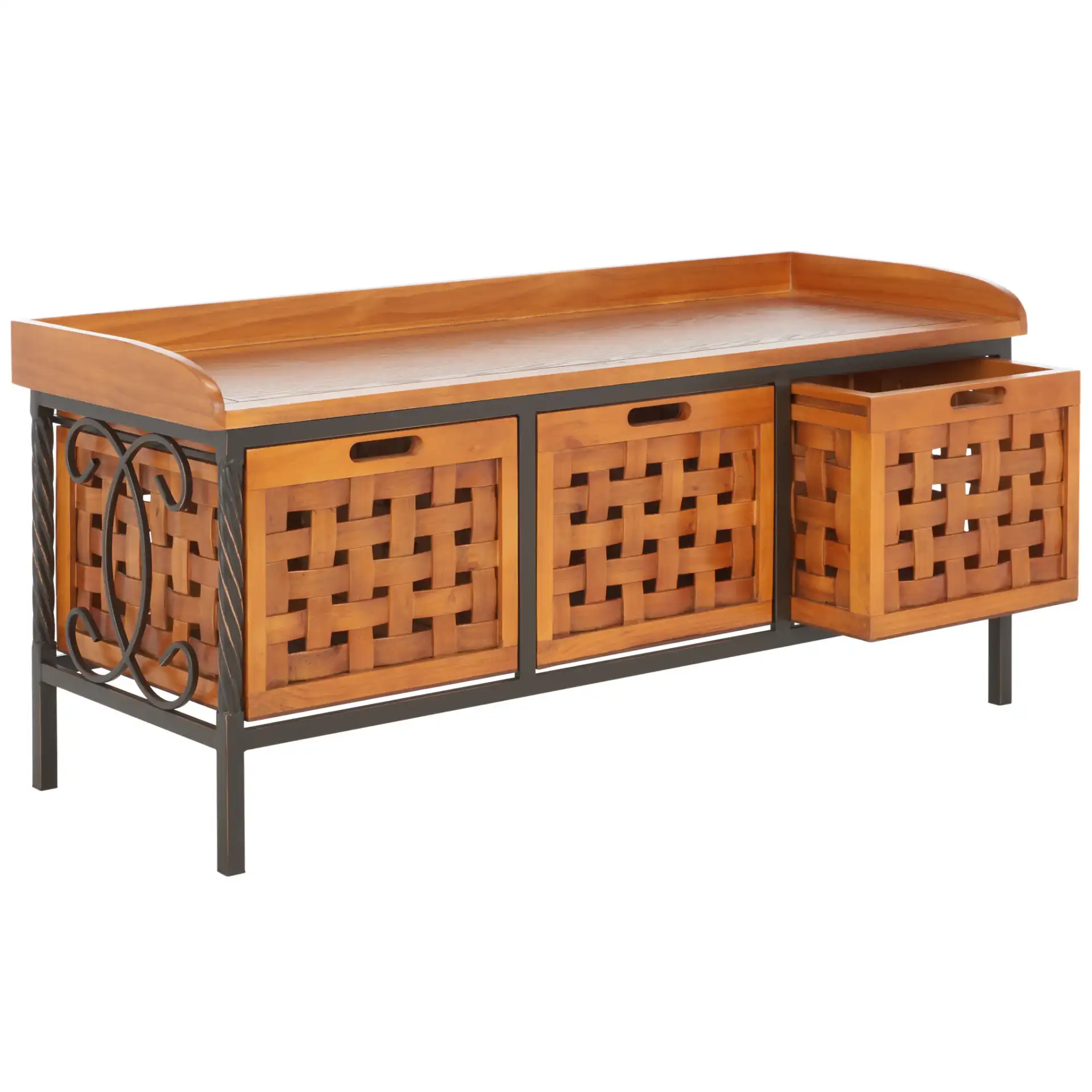 Isaac Storage Bench in Honey Oak