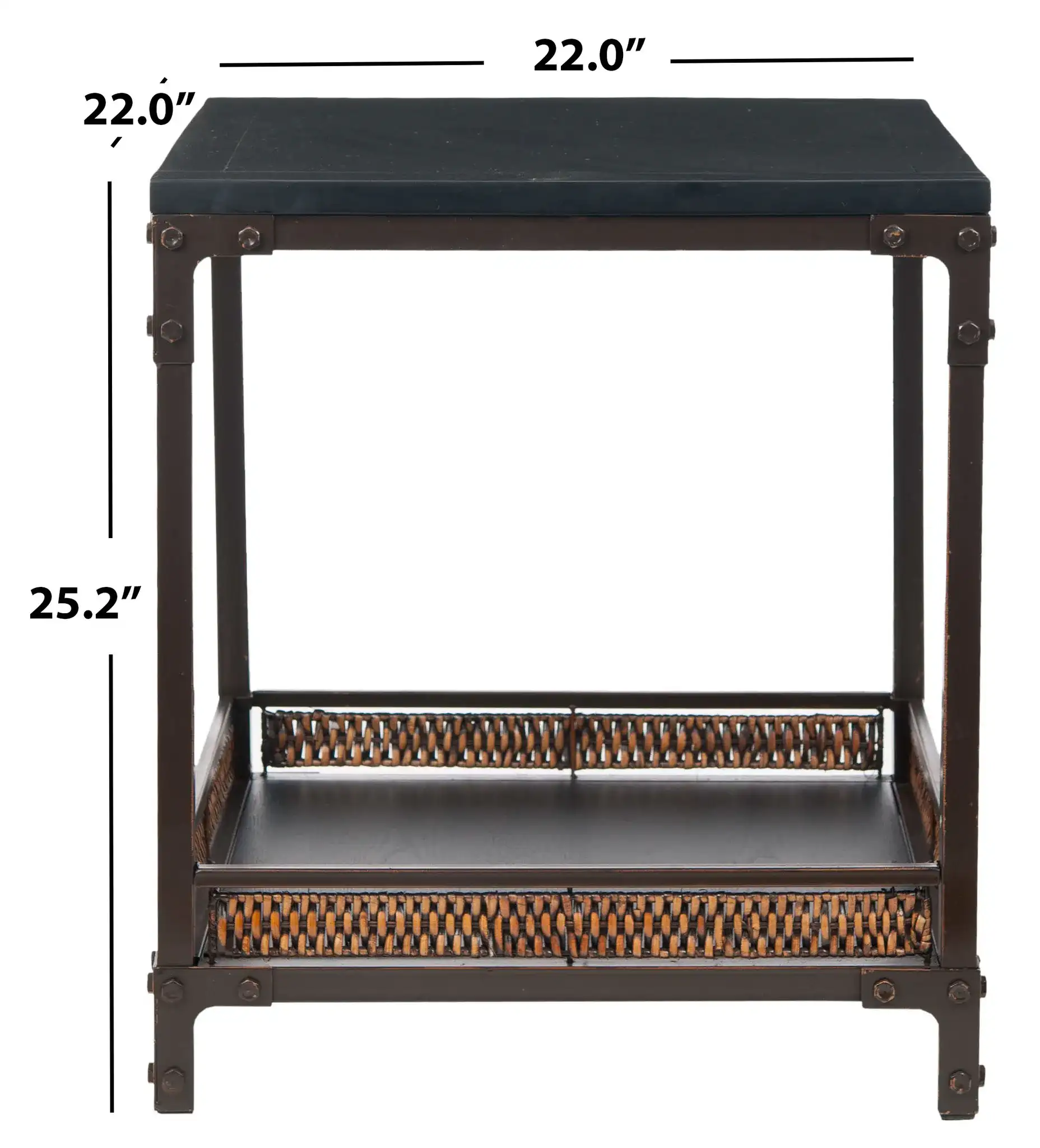 Dinesh End Table in Black / Dark Walnut, detail view