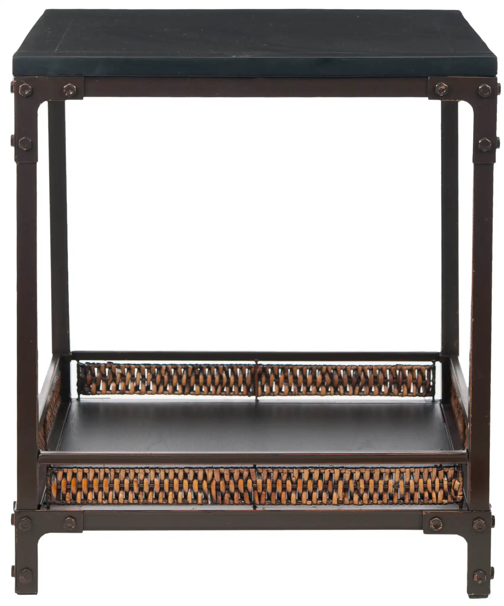 Dinesh End Table in Black / Dark Walnut
