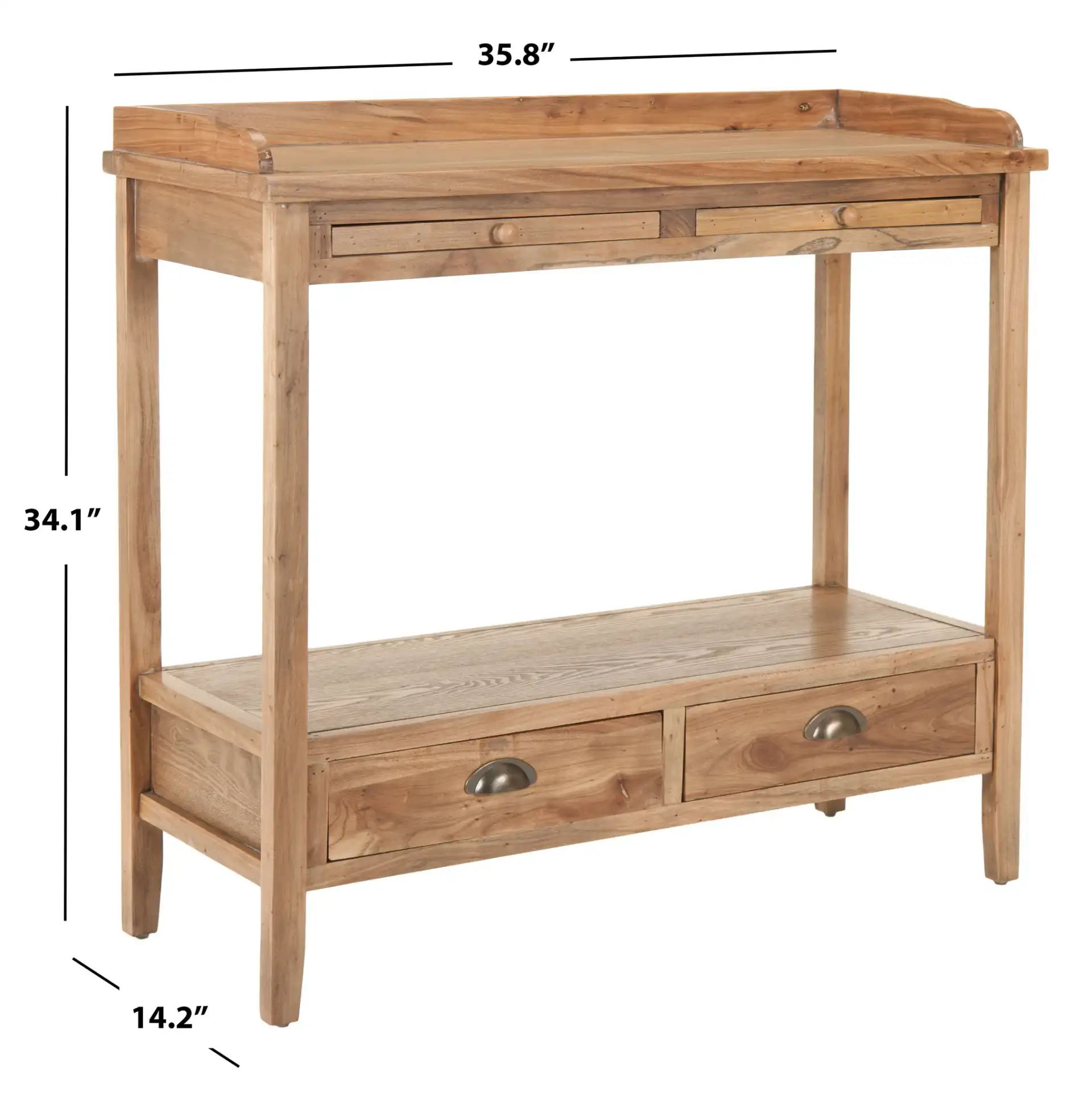 Peter Console in Weathered Oak, detail view