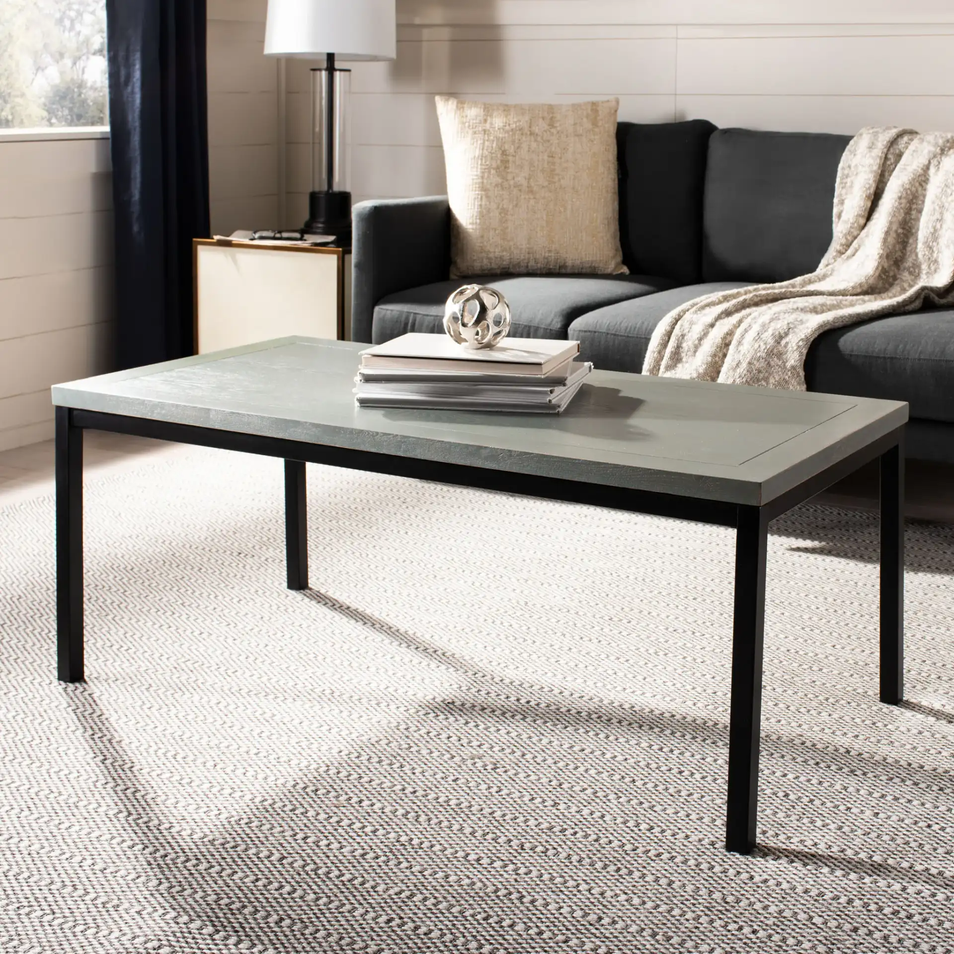 Dennis Coffee Table in Ash Gray in a styled room