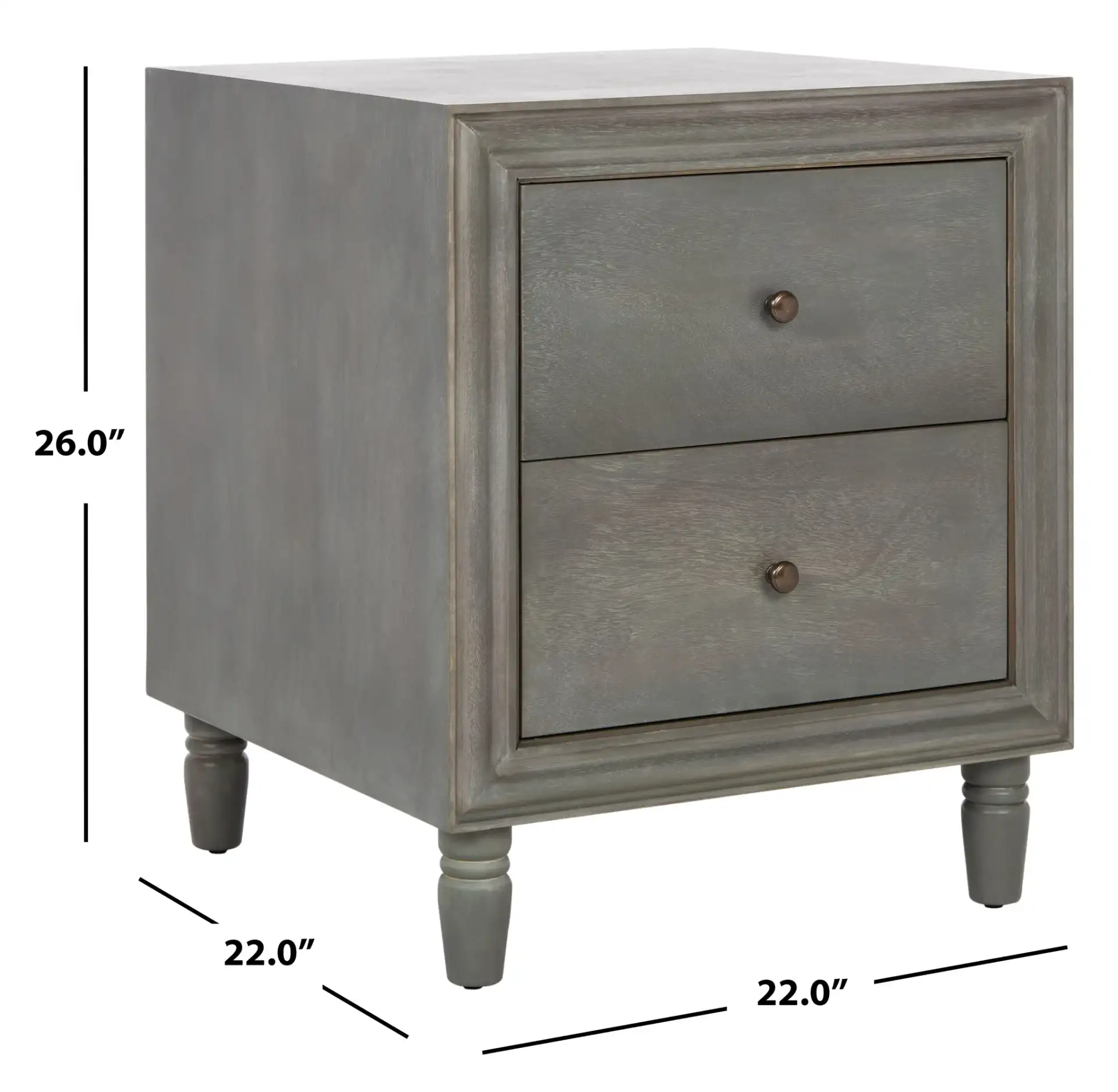 Blaise Night Stand With Storage in Ash Gray, detail view