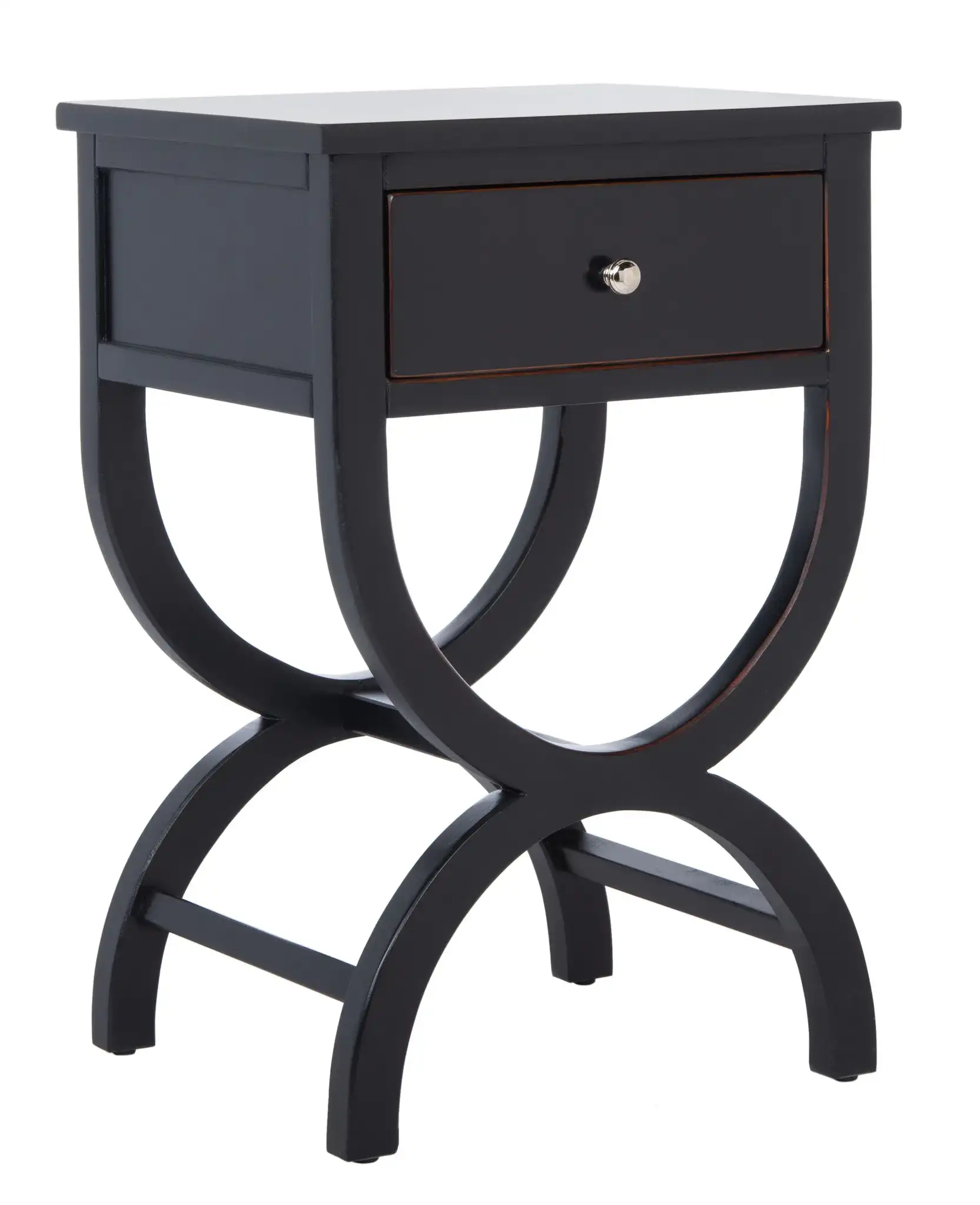 Maxine Accent Table With Storage Drawer in Black, detail view