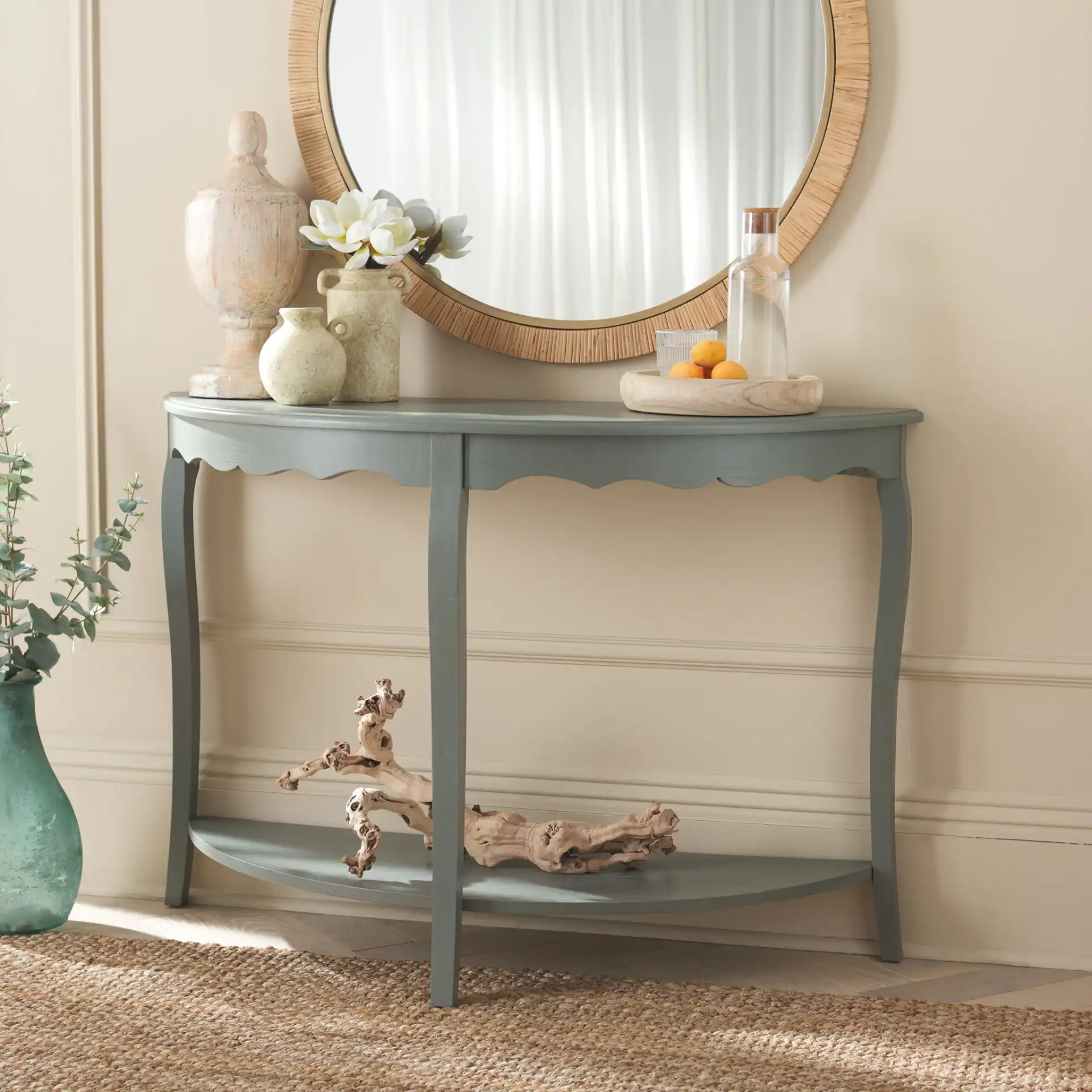 Christina Console in Firewood in a styled room
