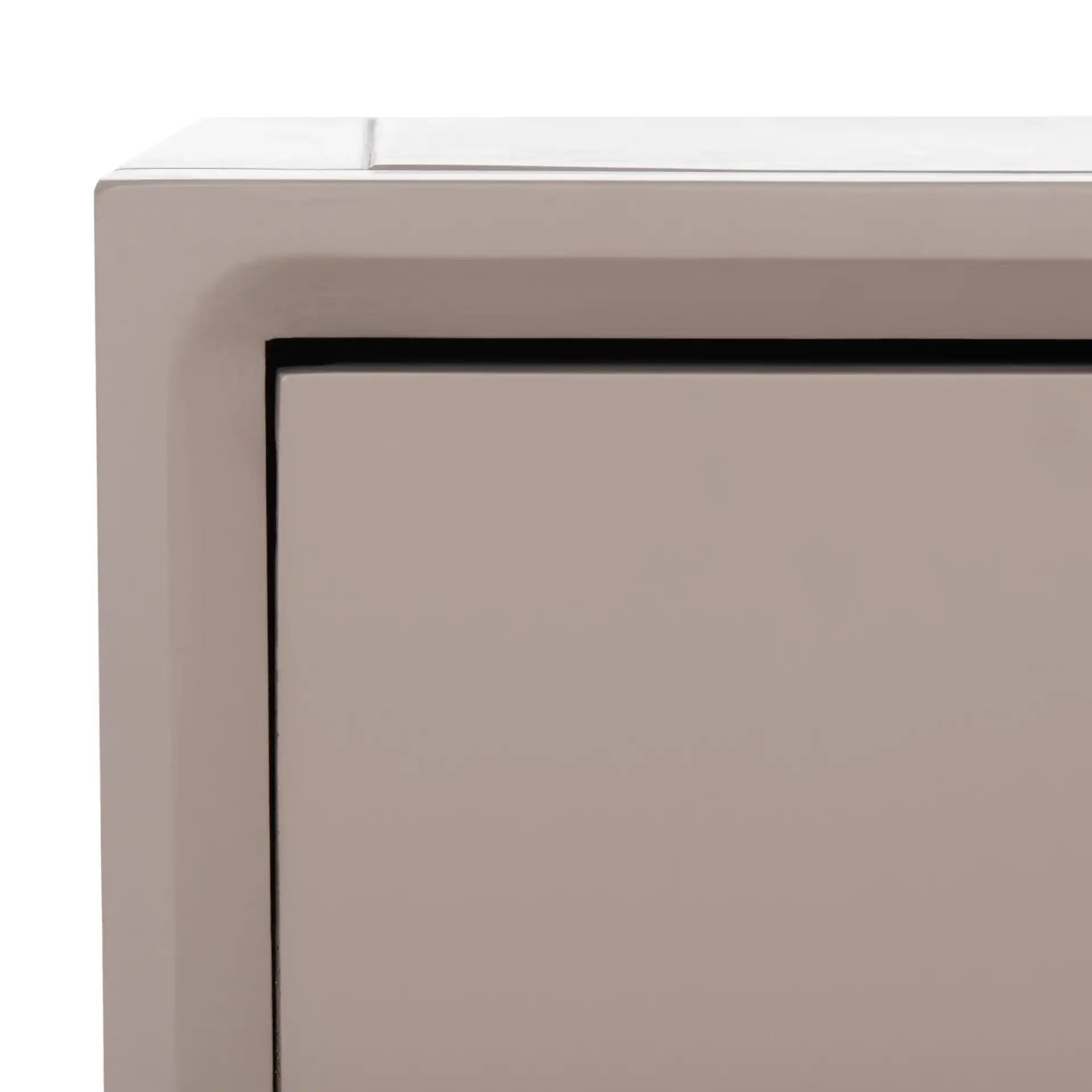 Siobhan Accent Table With Storage Drawer in Gray Mauve in a styled room