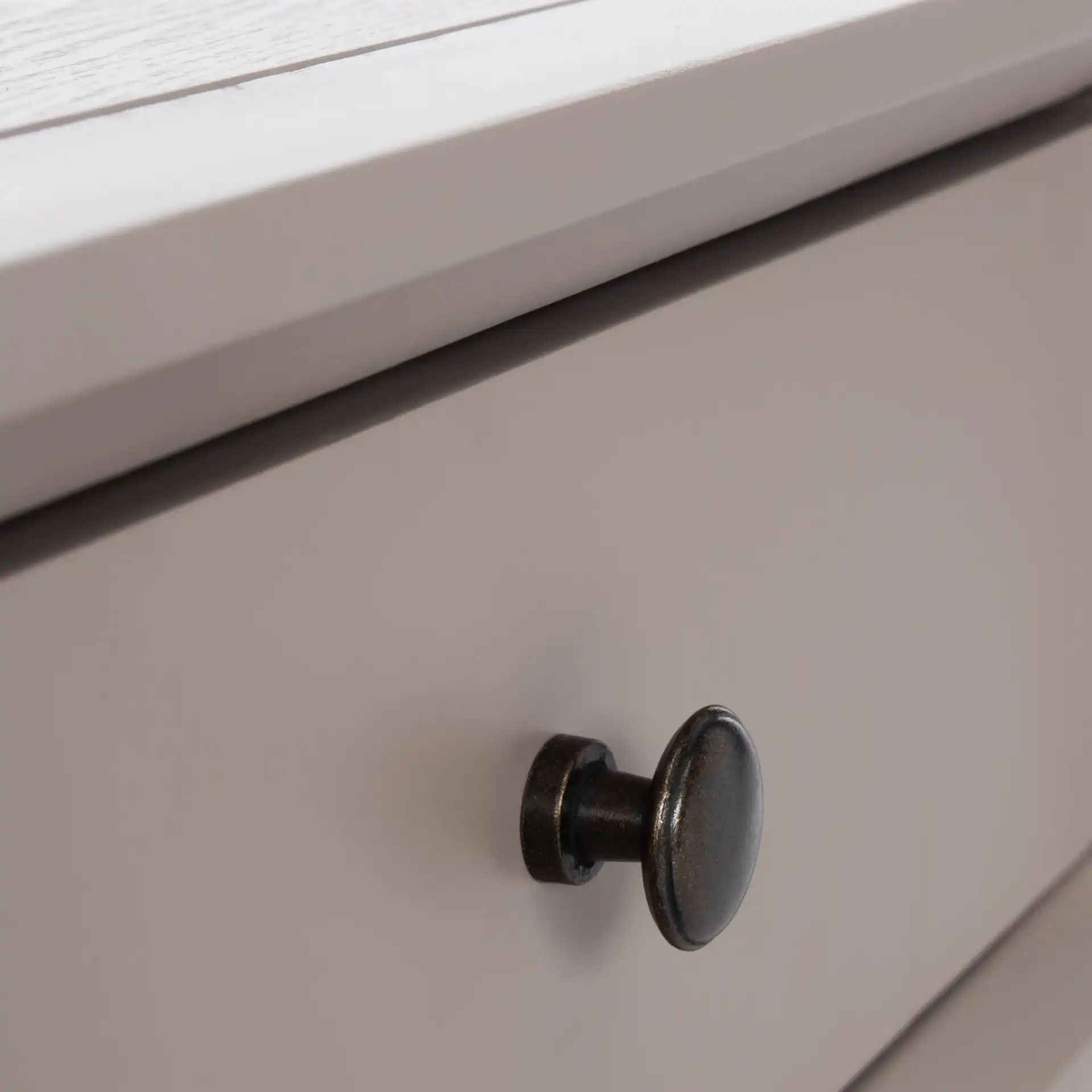 Siobhan Accent Table With Storage Drawer in Gray Mauve in a styled room