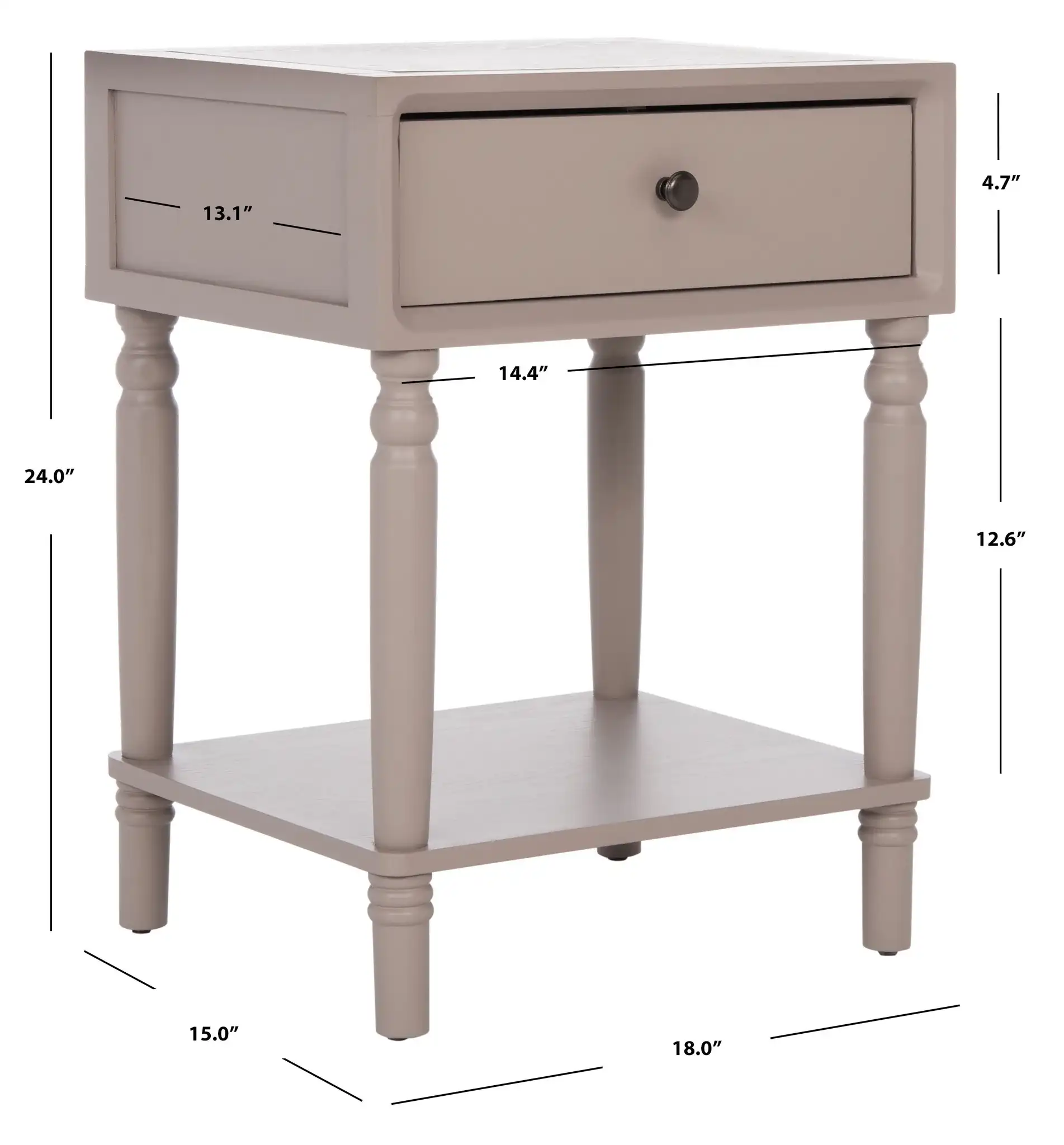 Siobhan Accent Table With Storage Drawer in Gray Mauve, detail view