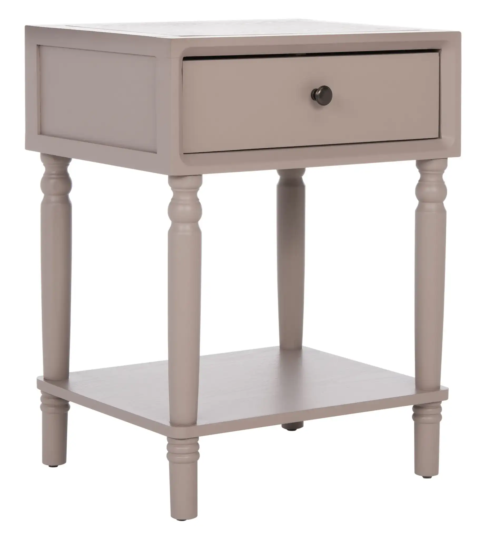 Siobhan Accent Table With Storage Drawer in Gray Mauve, detail view