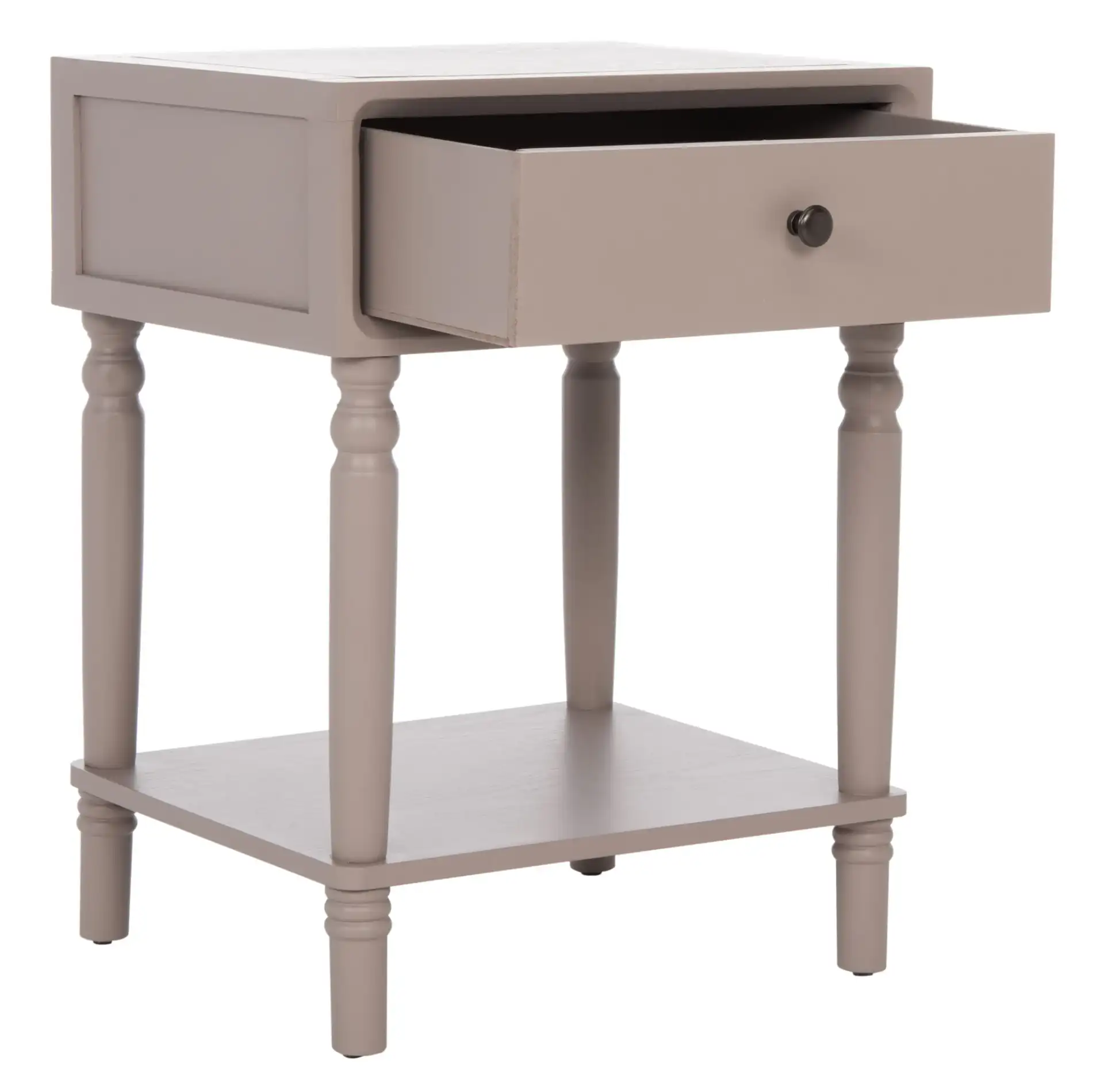 Siobhan Accent Table With Storage Drawer in Gray Mauve, detail view