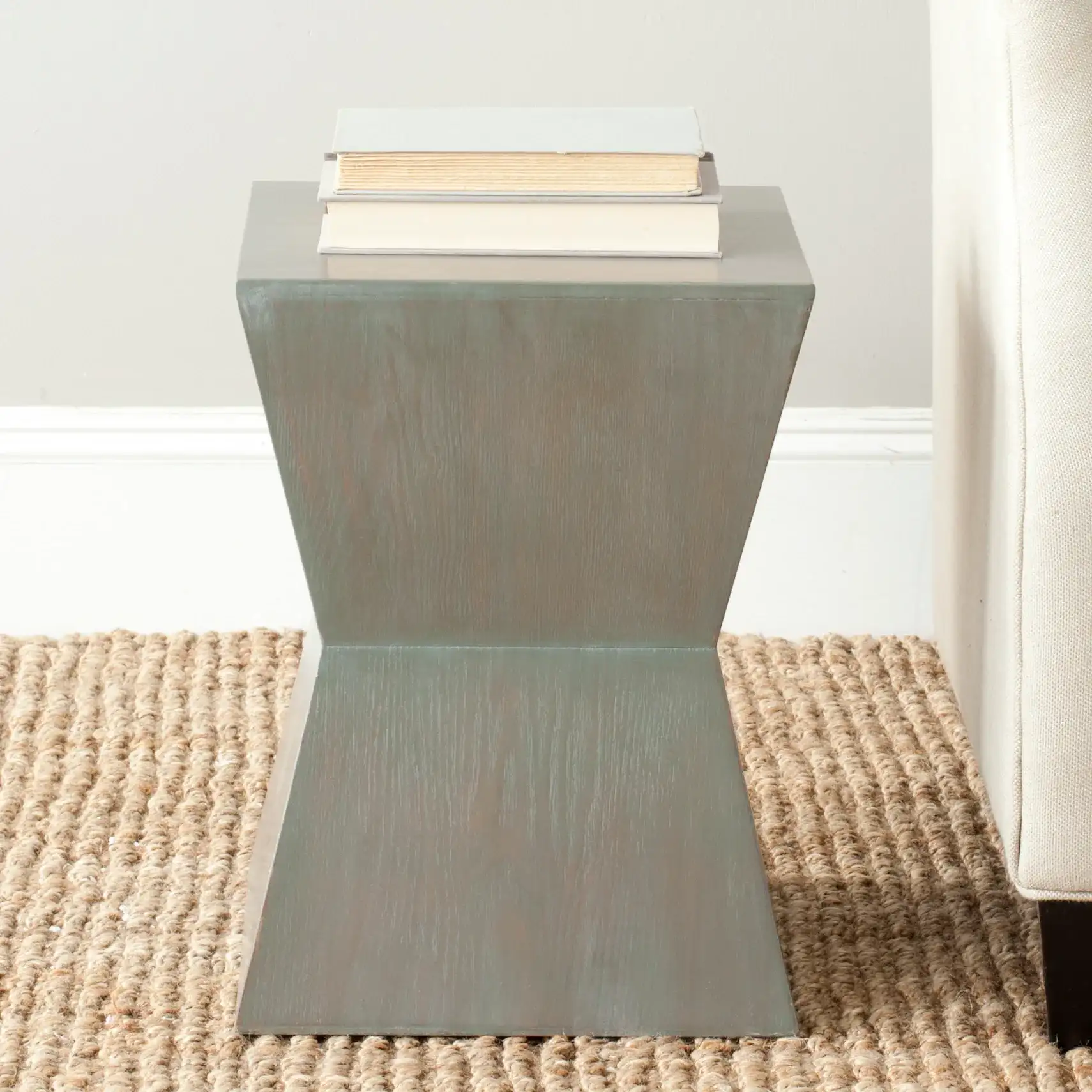 Lotem Accent Table in White Birch in a styled room